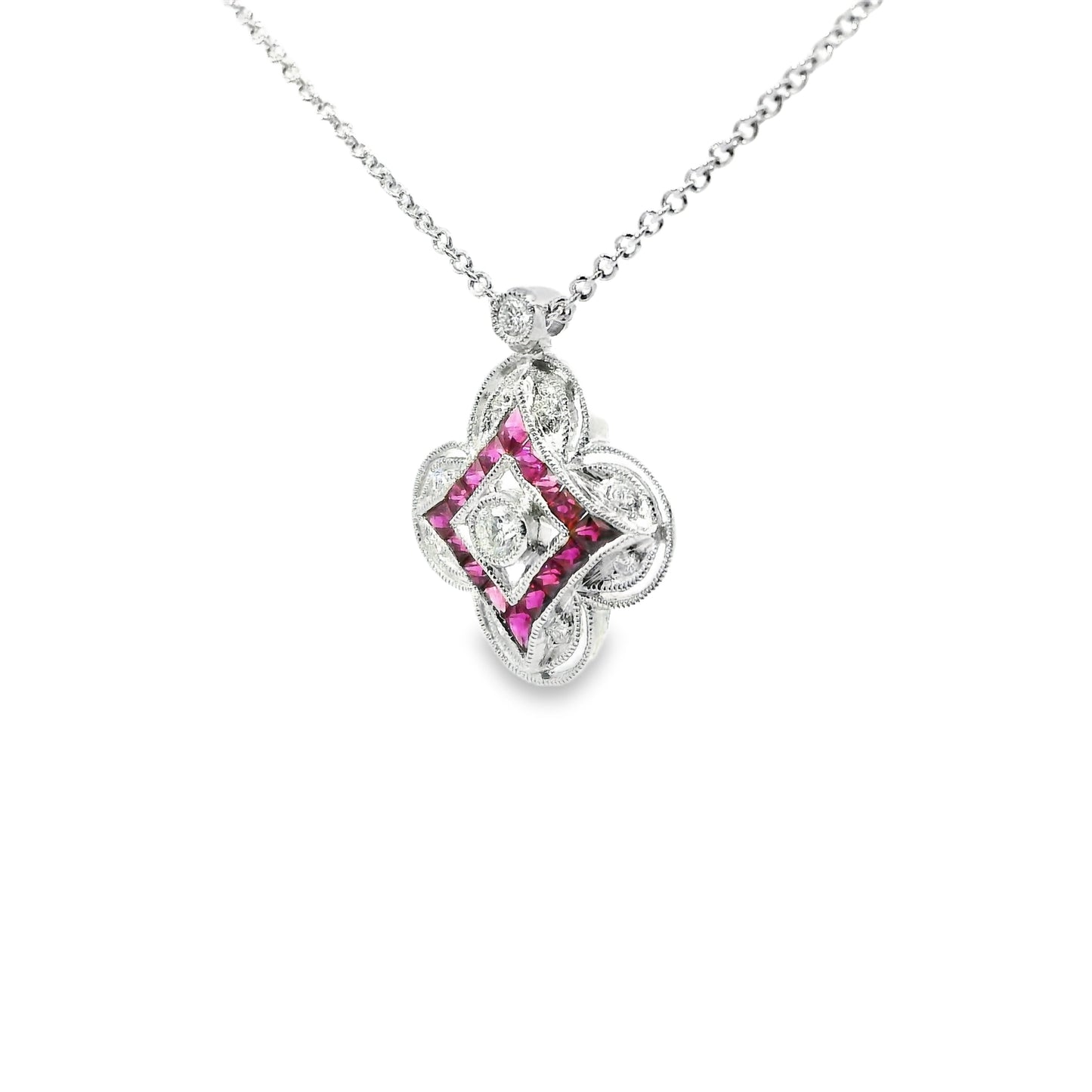 18ct White Gold with Rubies and Dimonds