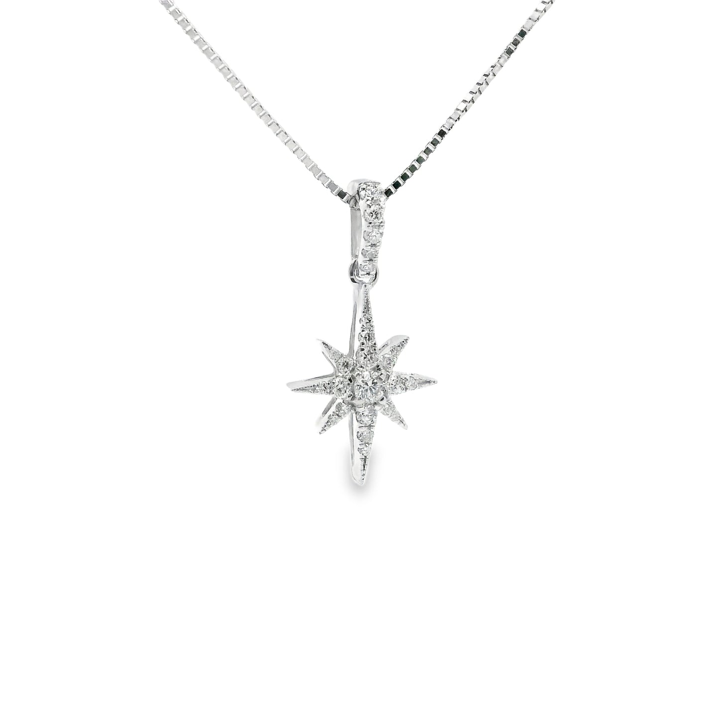 9ct White Gold Star Pendant with Diamonds