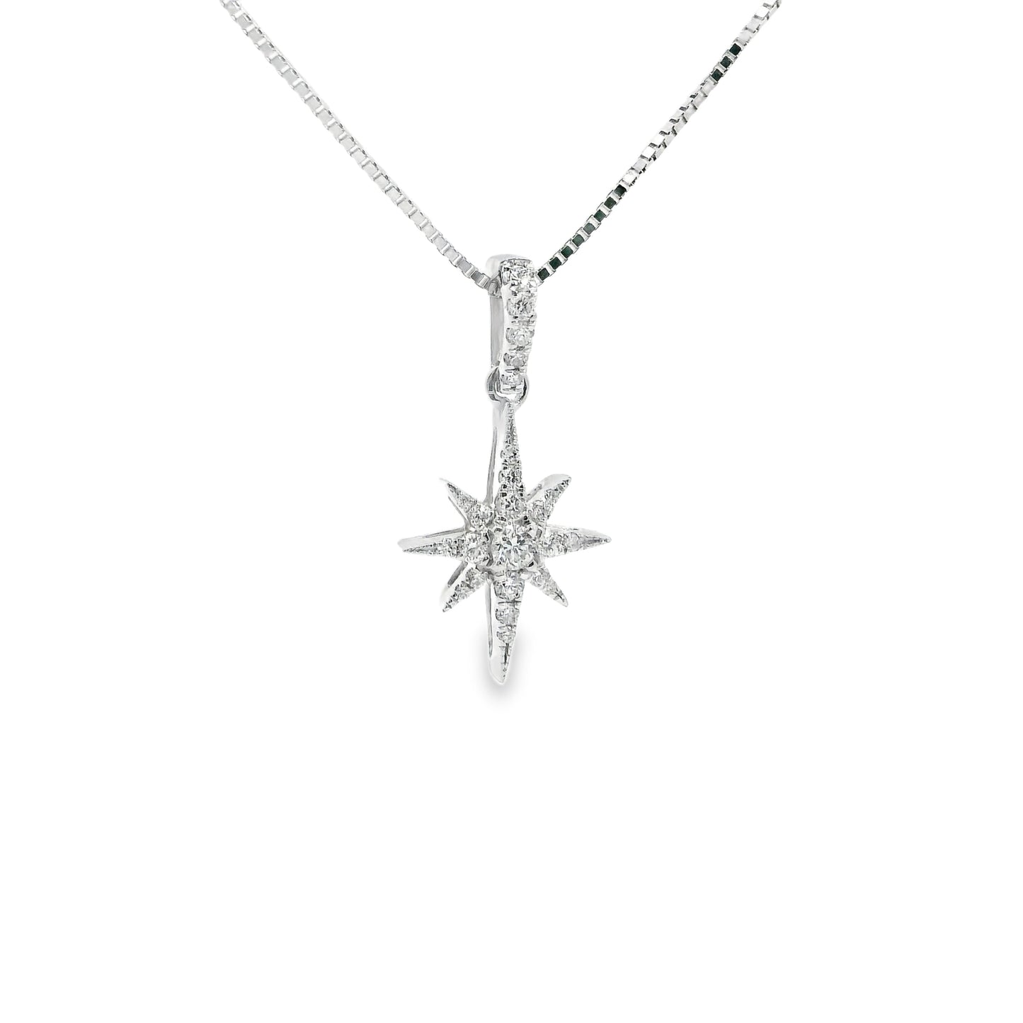 9ct White Gold Star Pendant with Diamonds