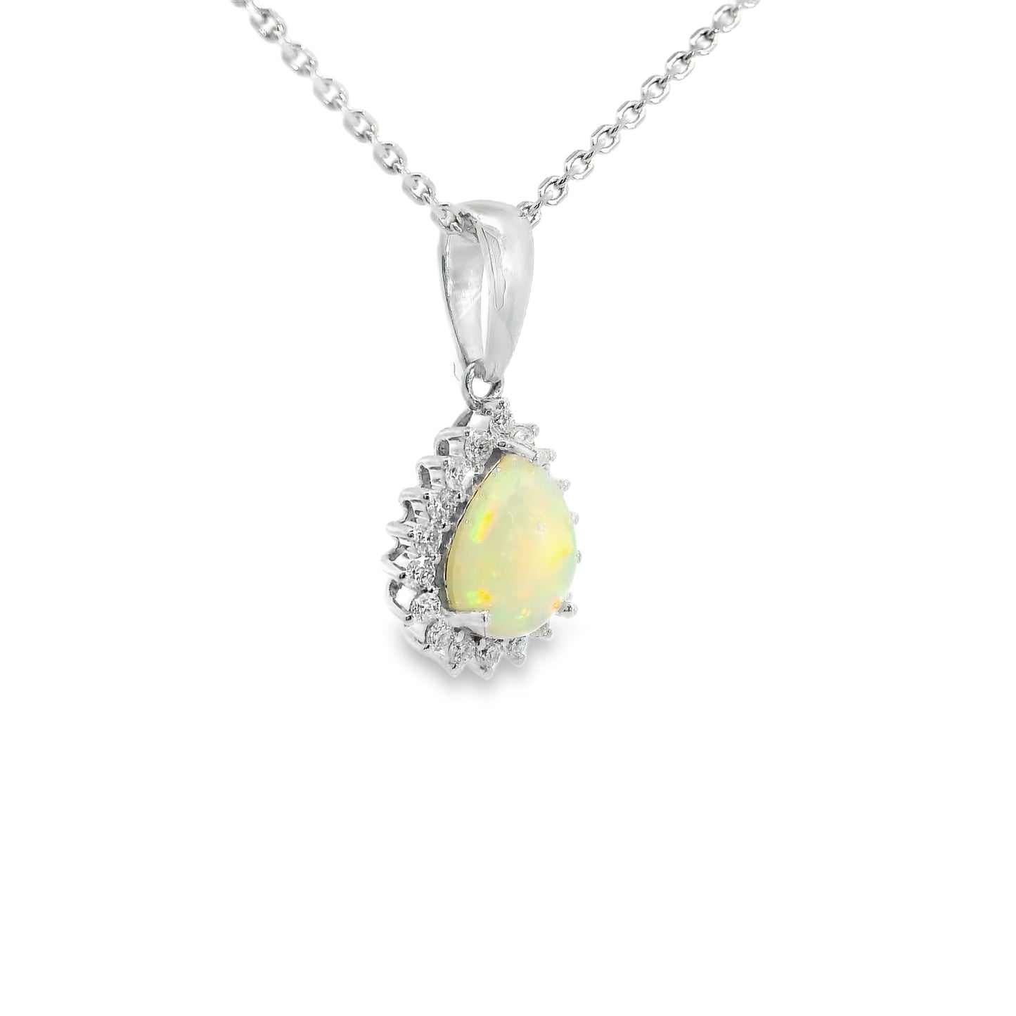 9ct White Gold Opal Pendant