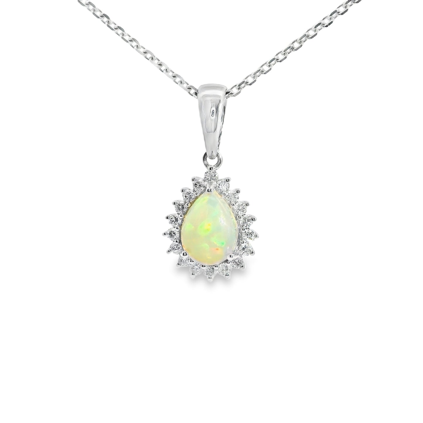 9ct White Gold Opal Pendant