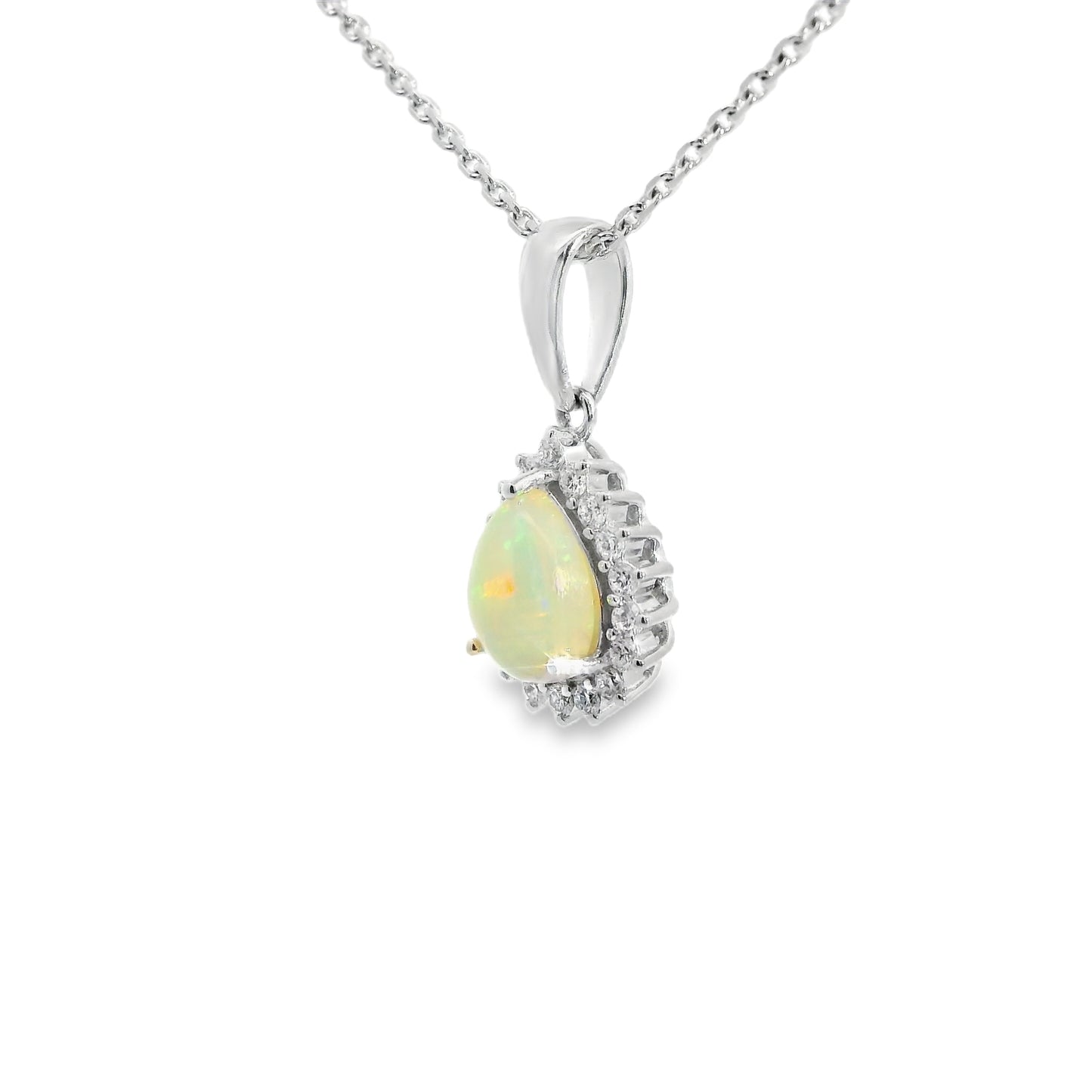 9ct White Gold Opal Pendant