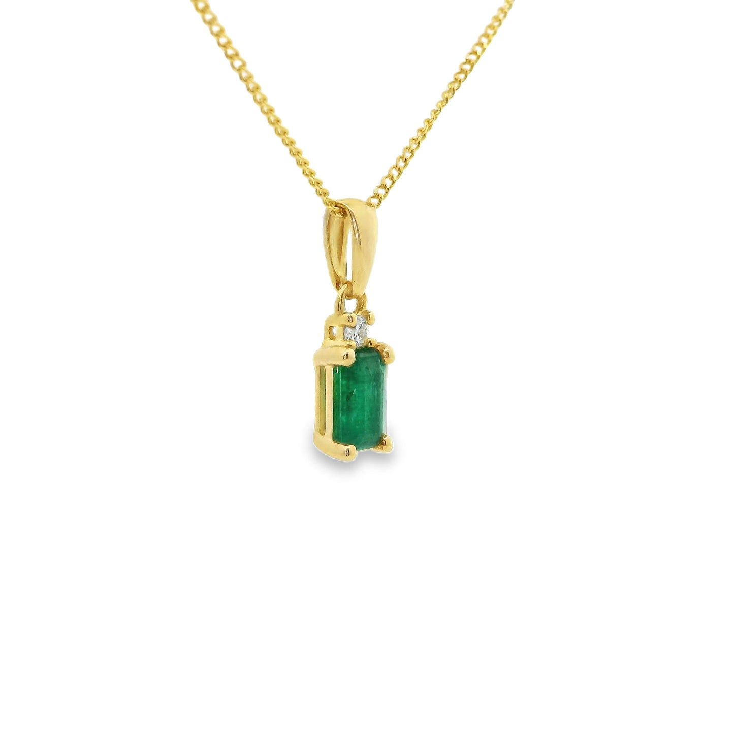 9ct Gold Emeralnd and Diamond Pendant