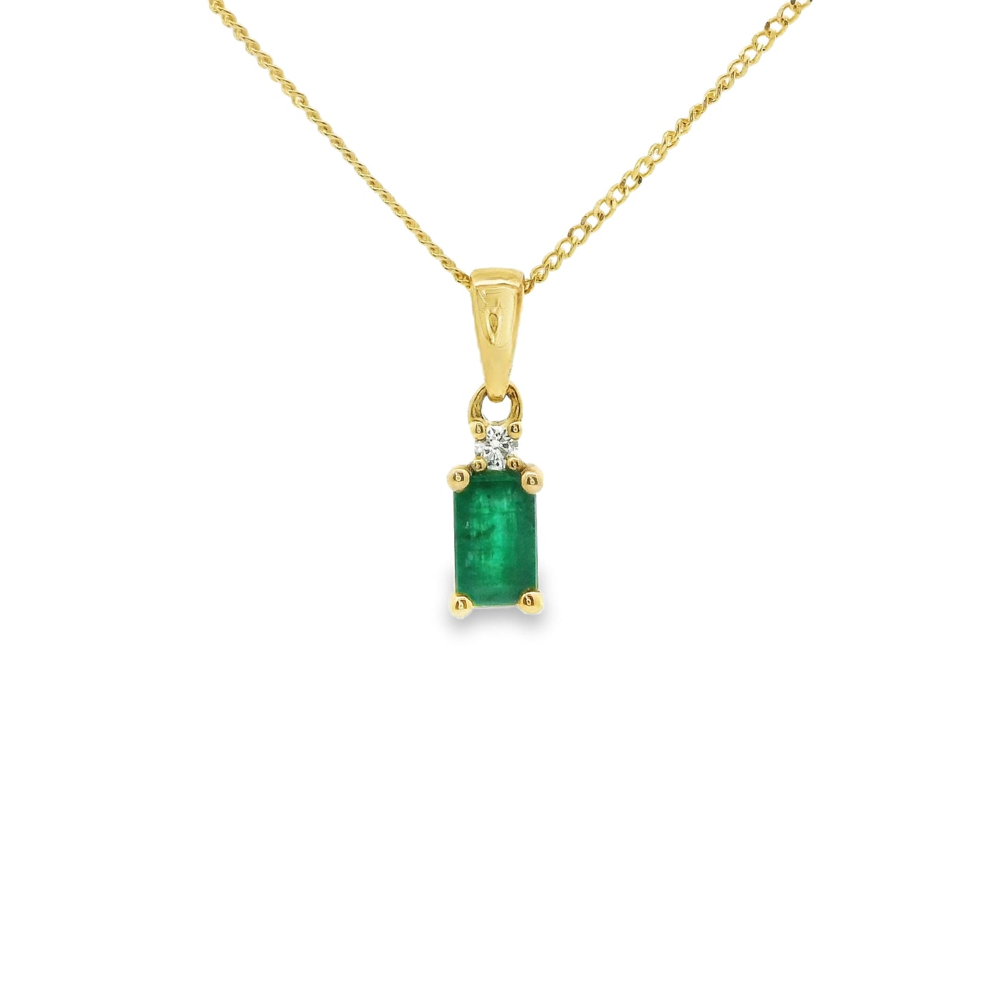 9ct Gold Emeralnd and Diamond Pendant