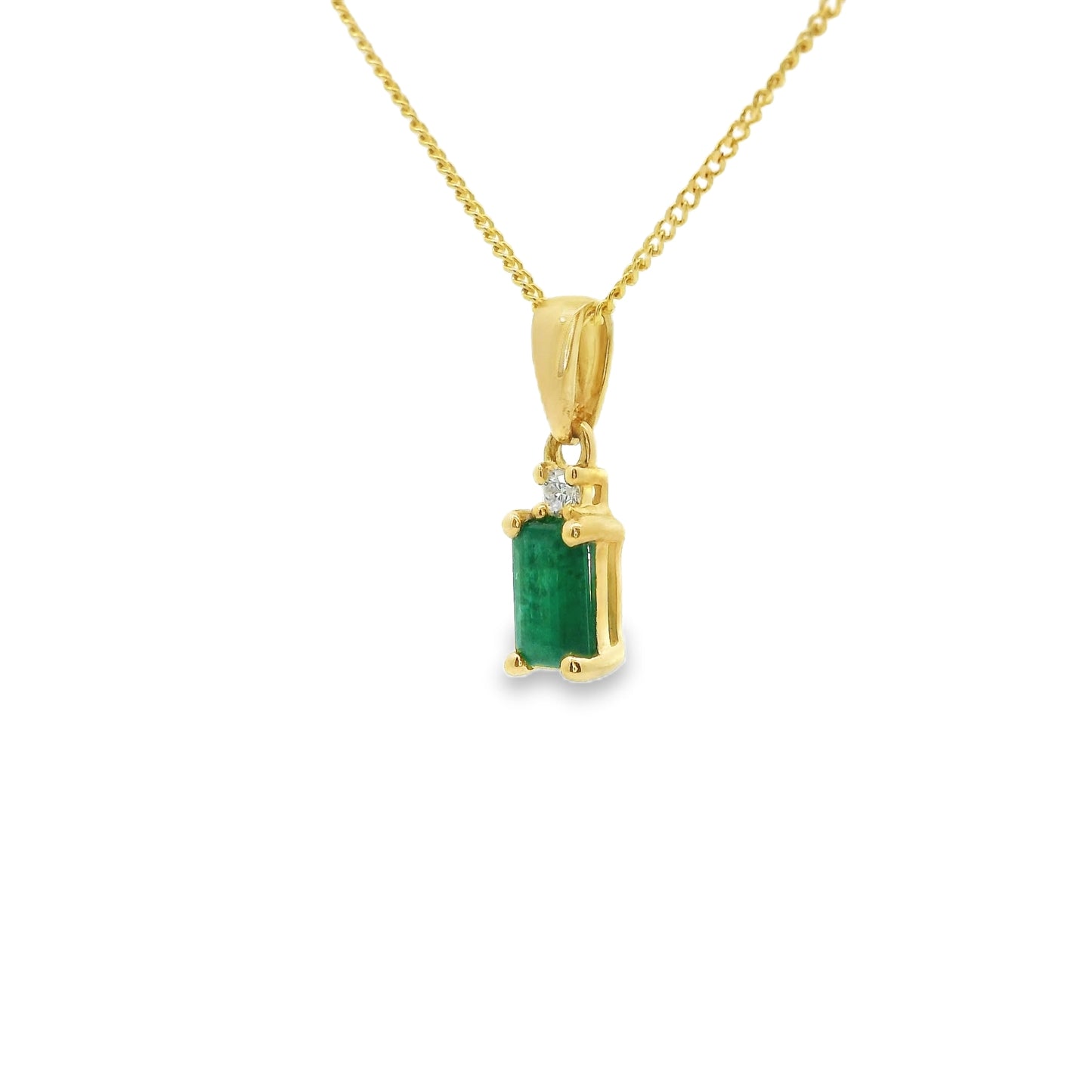9ct Gold Emeralnd and Diamond Pendant