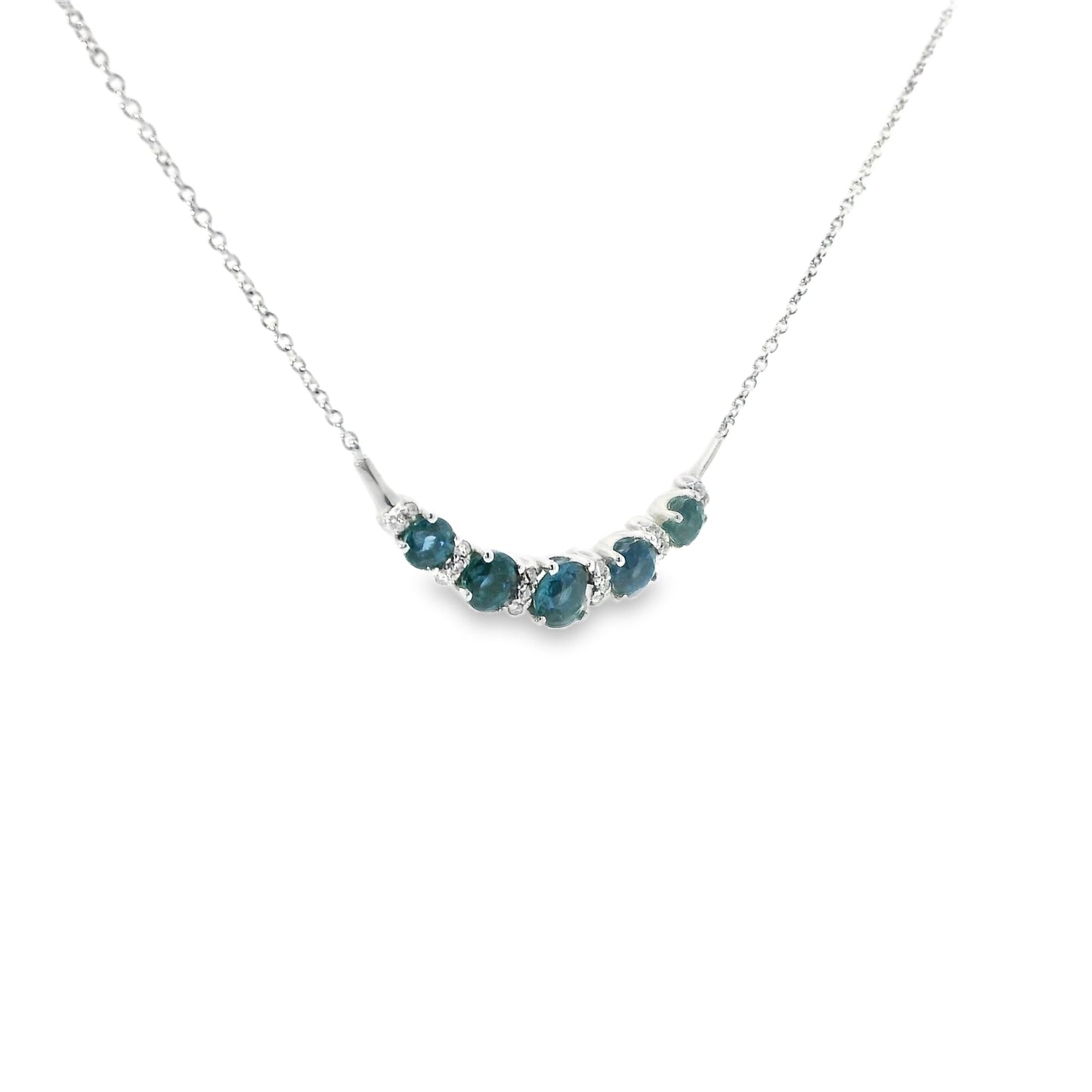 9ct White Gold Pendant with Diamonds and Sapphires