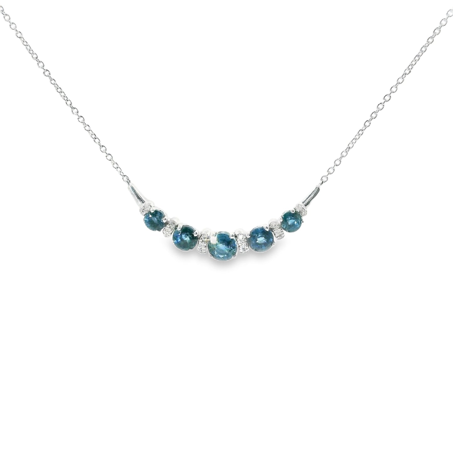 9ct White Gold Pendant with Diamonds and Sapphires