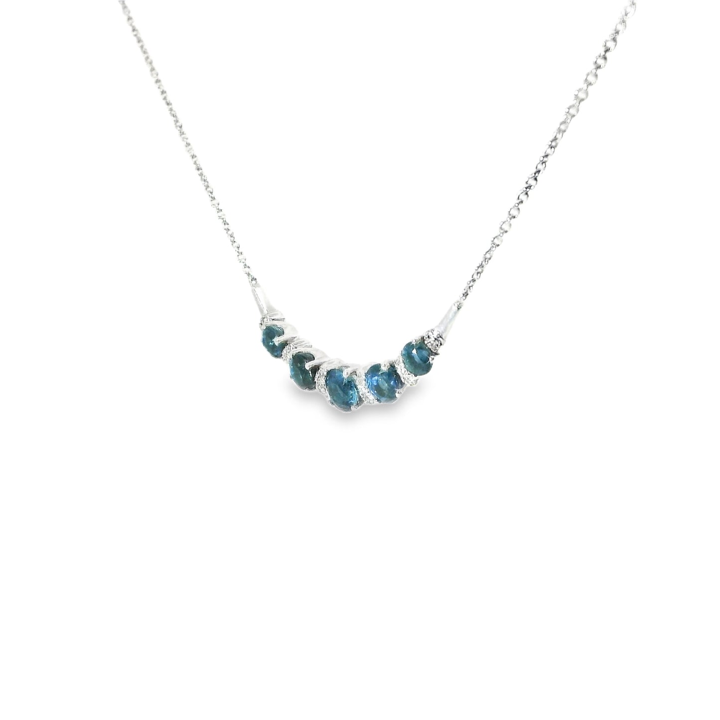 9ct White Gold Pendant with Diamonds and Sapphires