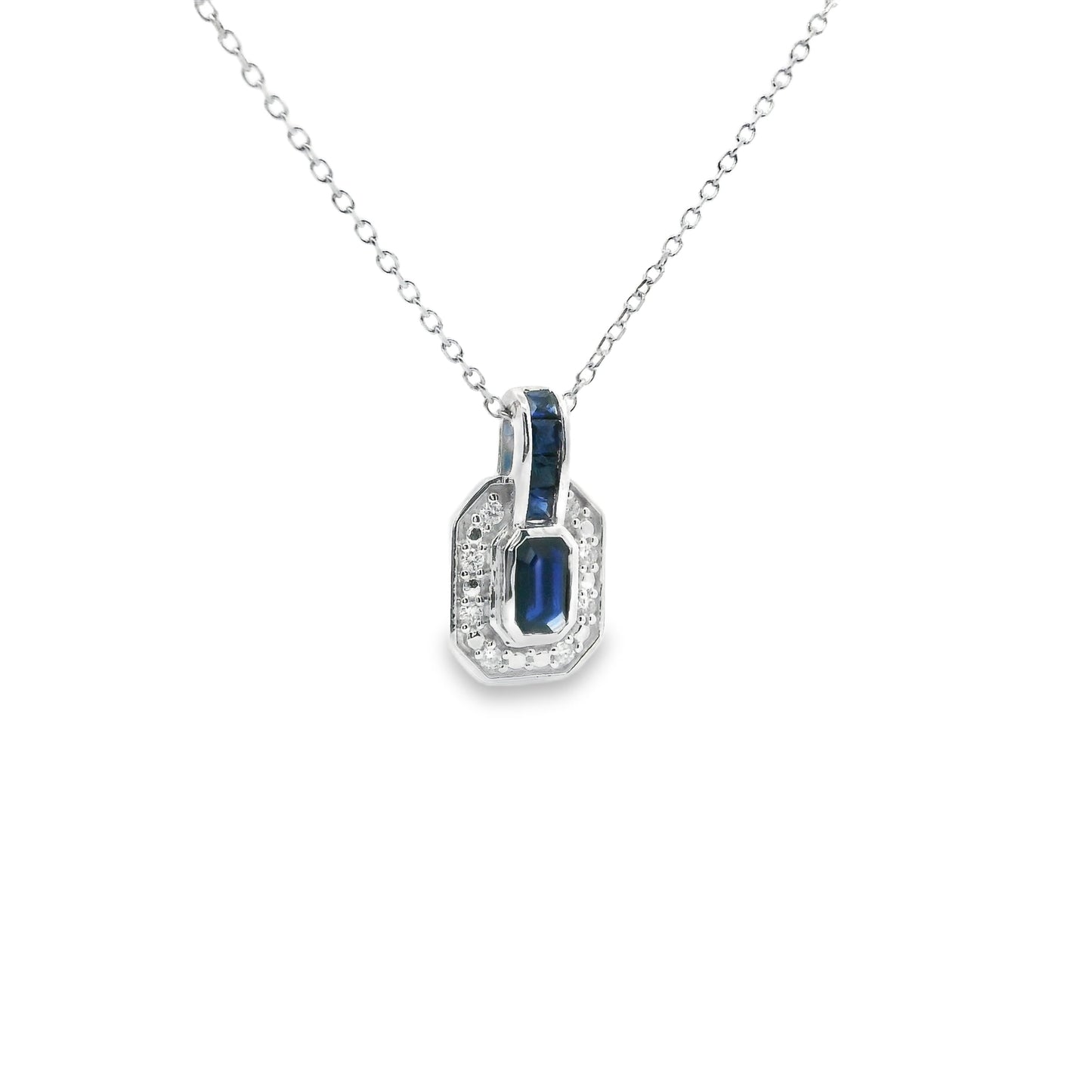 9ct Gold Sapphire Channel and Diamond Necklace i