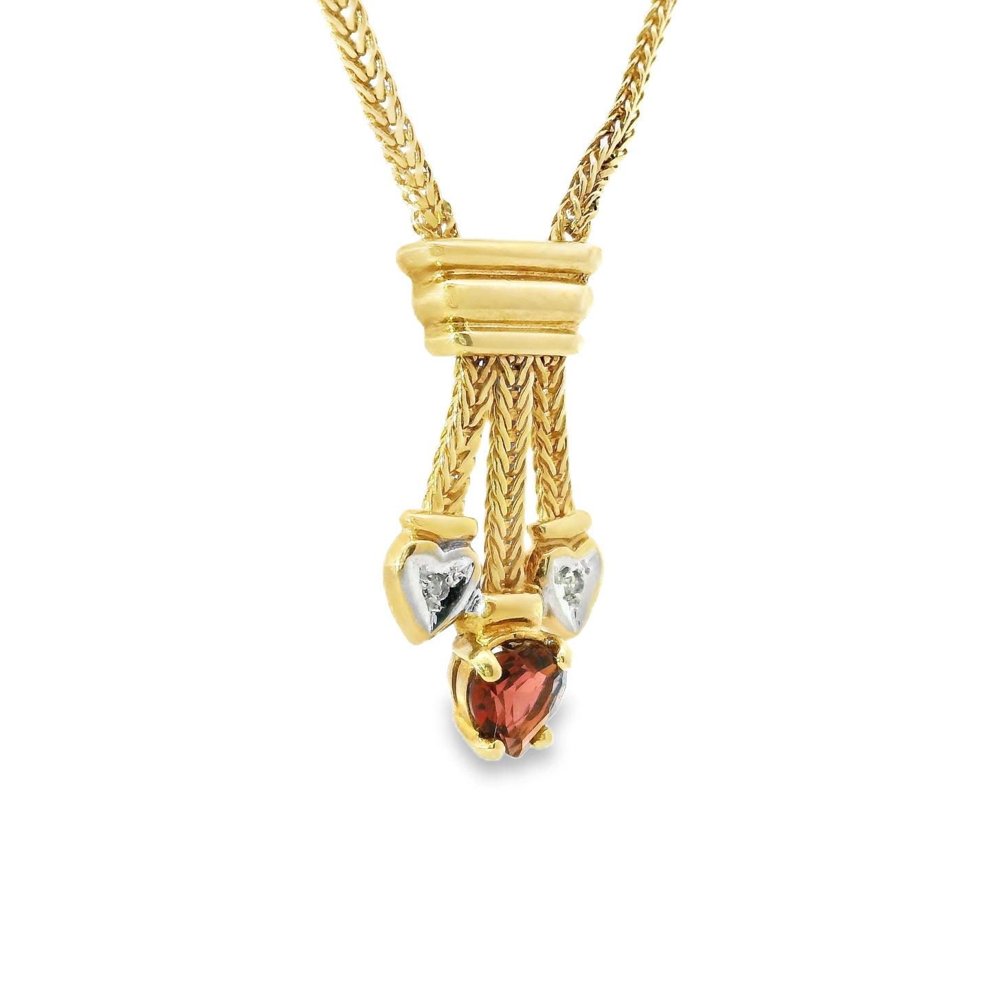 9ct Gold Pendant with Garnet and Diamonds