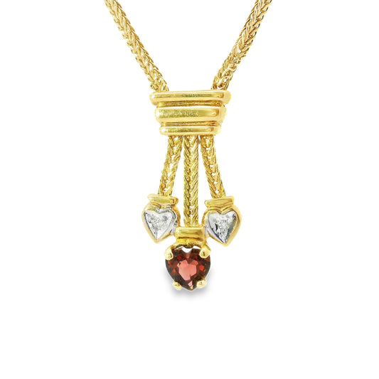 9ct Gold Pendant with Garnet and Diamonds