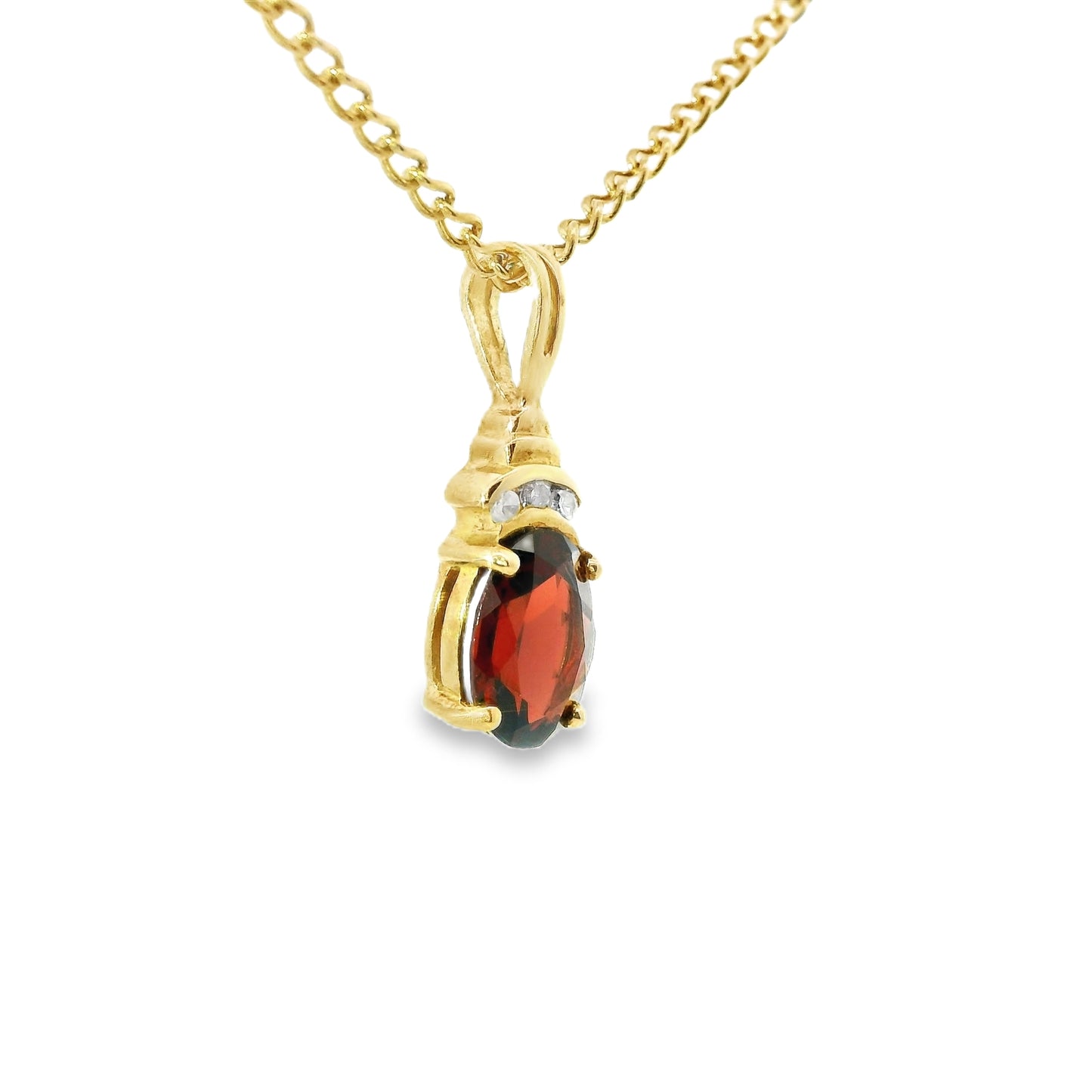 9ct Gold Pendant with Garnet and Diamonds
