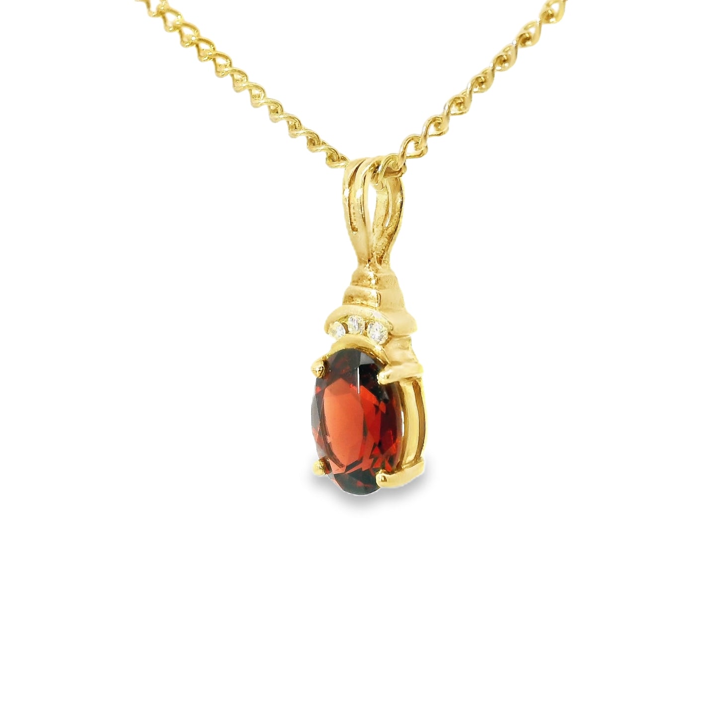 9ct Gold Pendant with Garnet and Diamonds