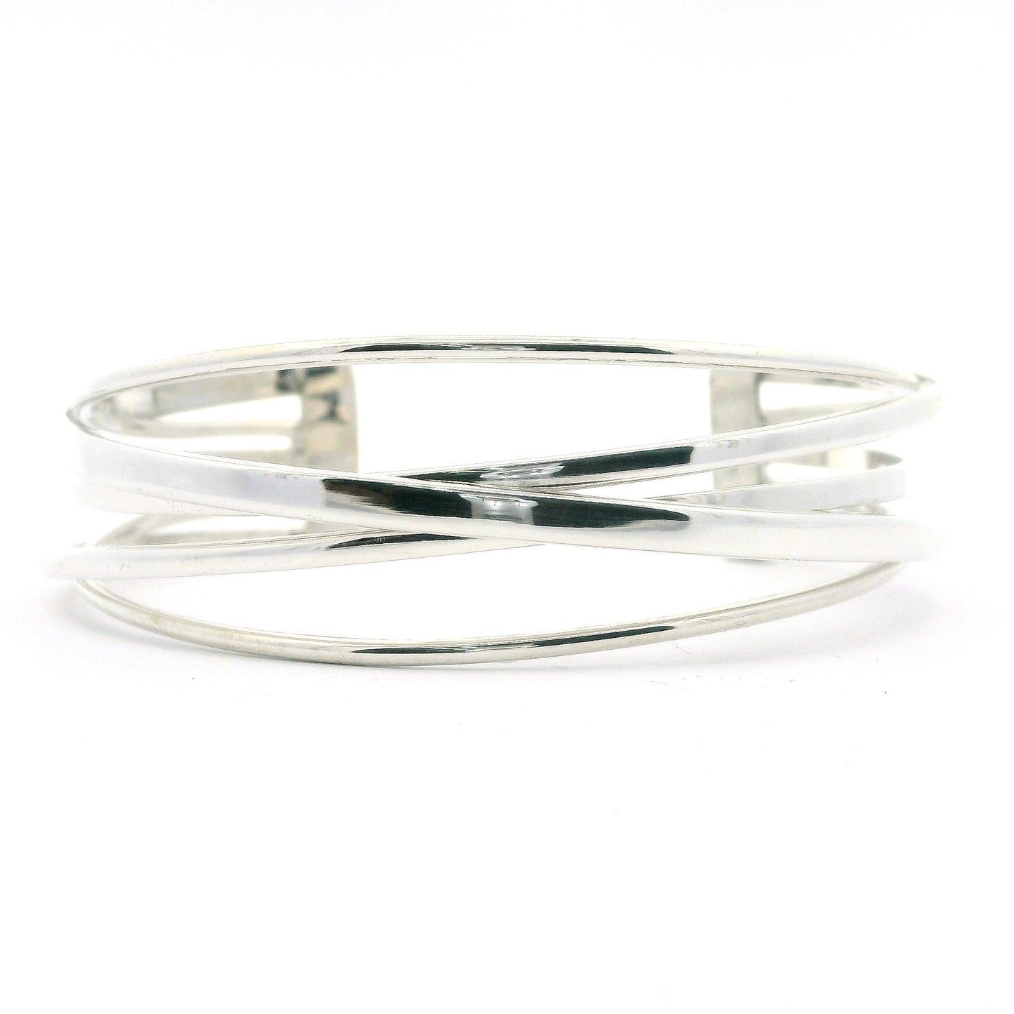 Silver Flattened Band Cuff Bangle