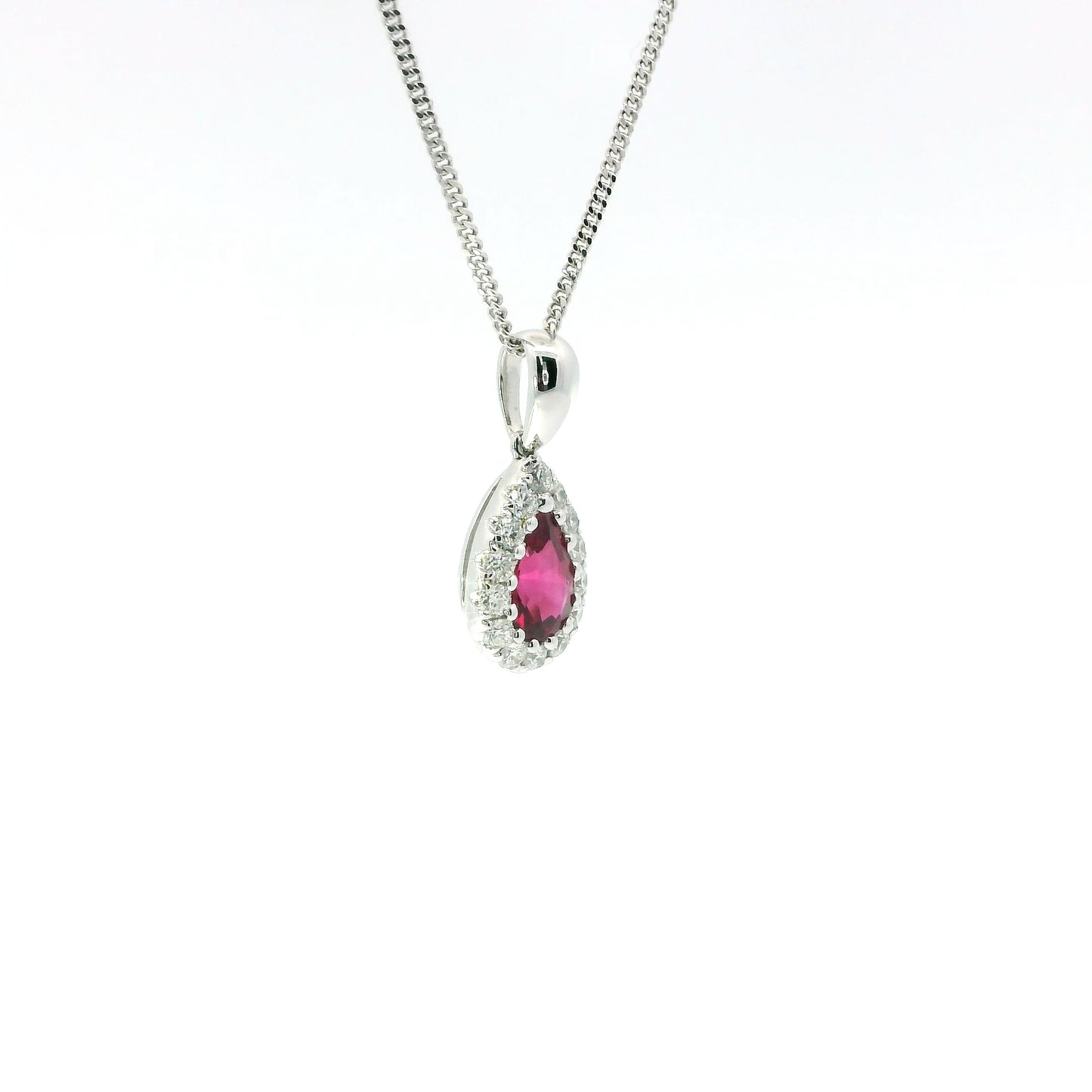 18ct White Gold Ruby and Diamonds Pendant