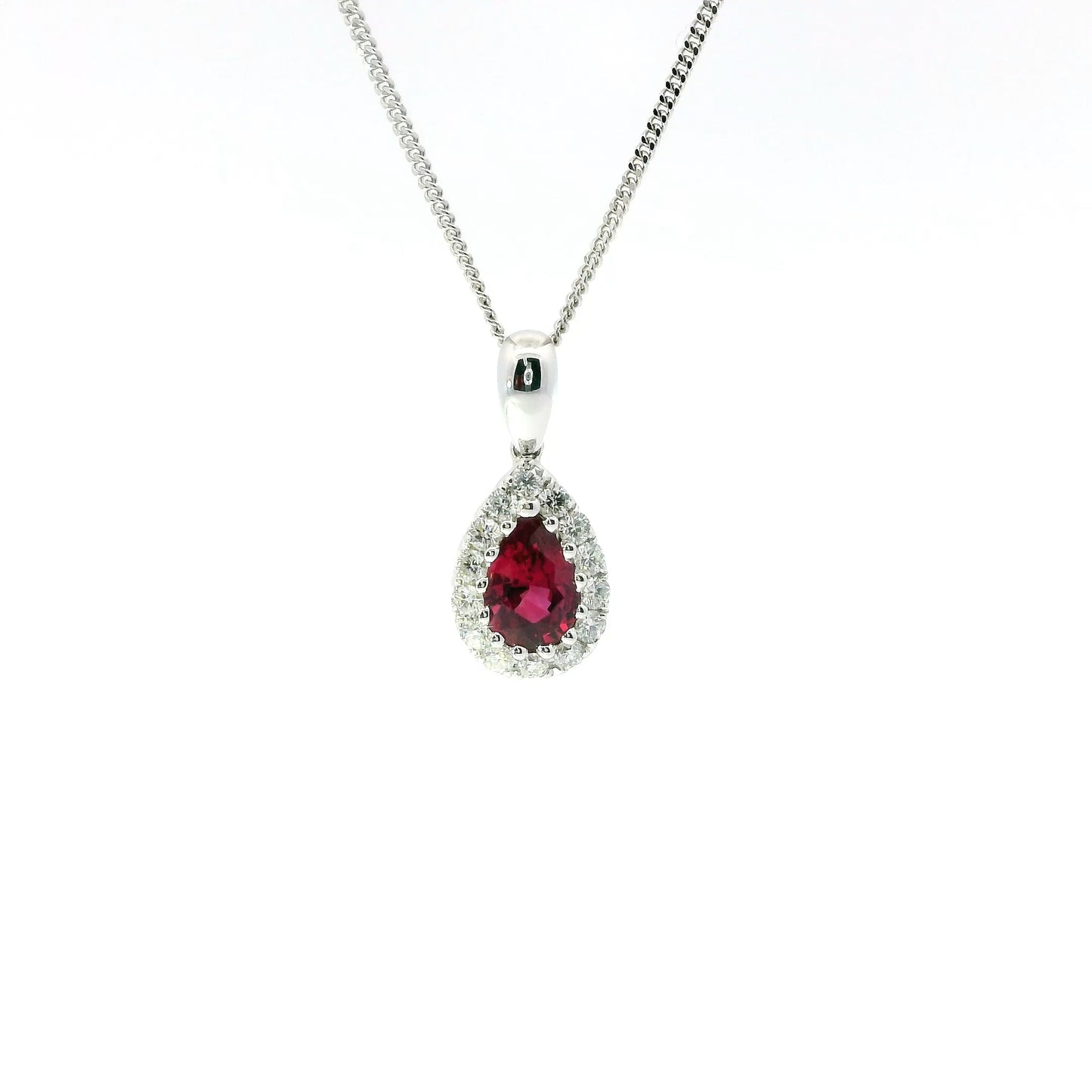 18ct White Gold Ruby and Diamonds Pendant