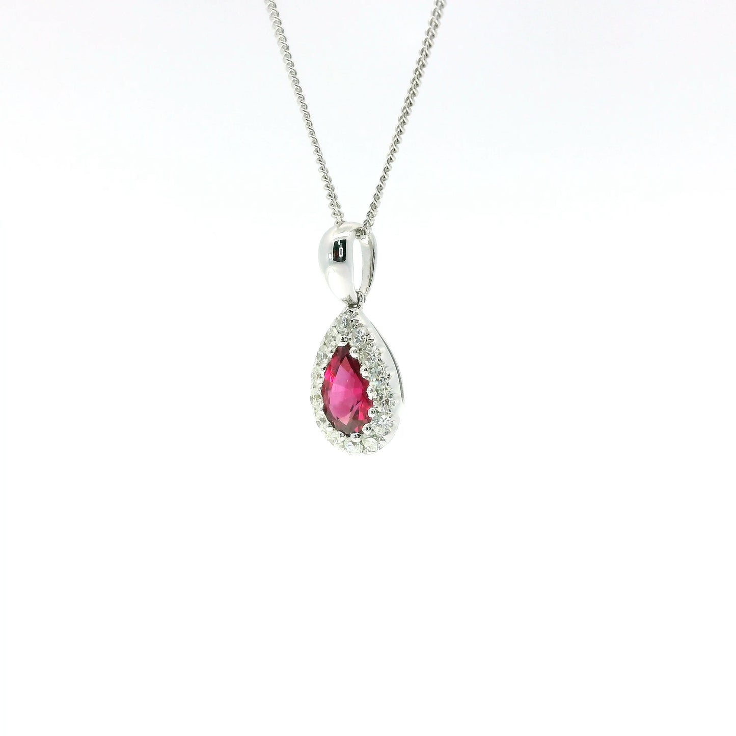 18ct White Gold Ruby and Diamonds Pendant