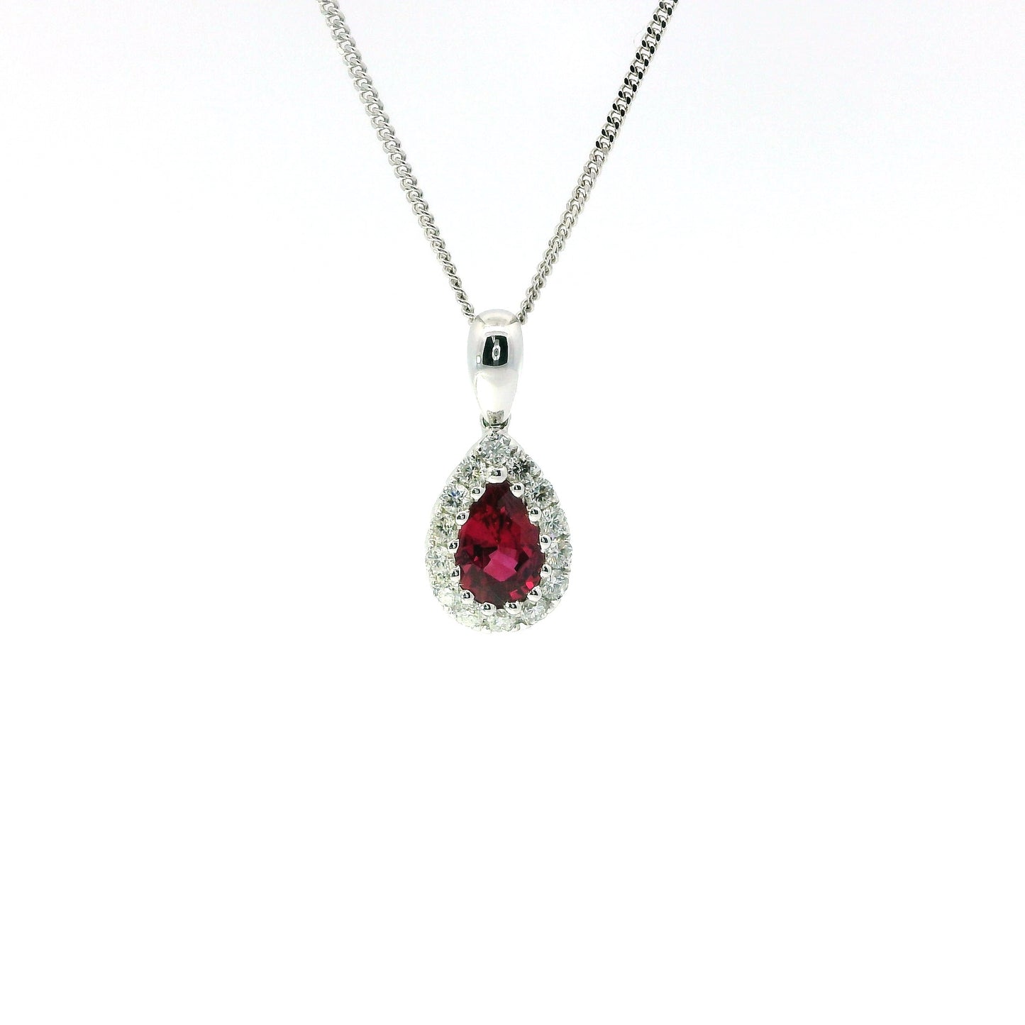 18ct White Gold Ruby and Diamonds Pendant