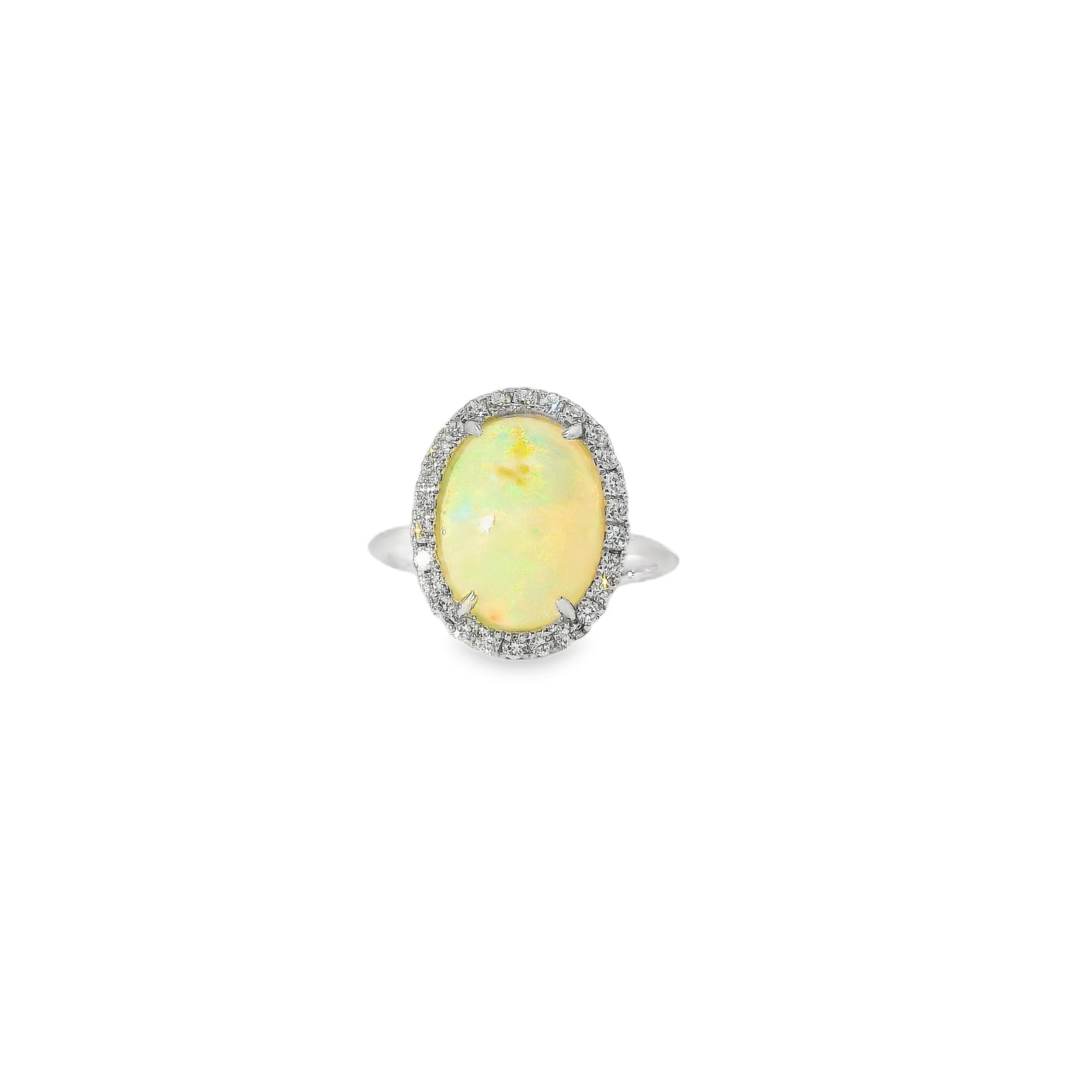 18ct White Gold Opal Ring and Diamonds