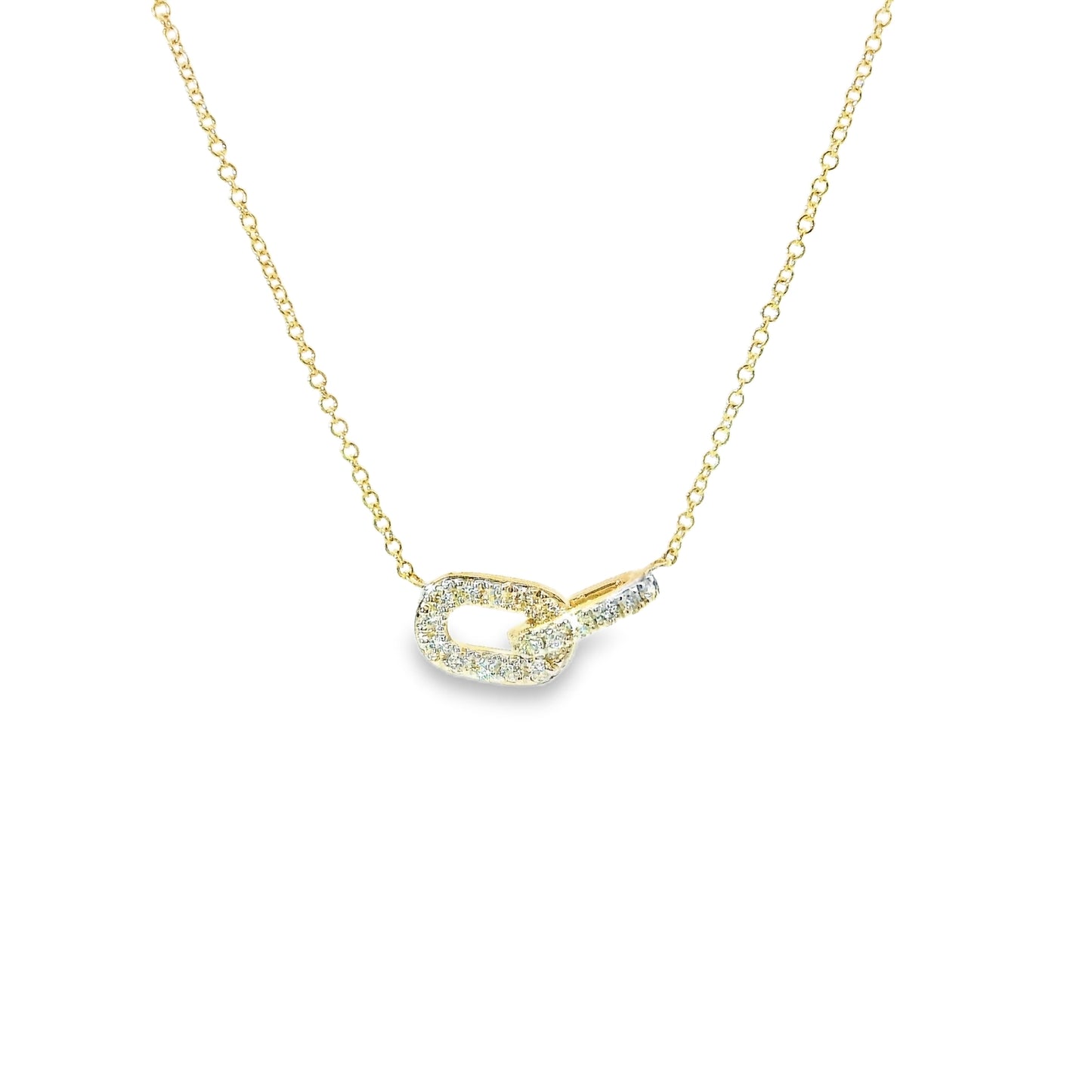 9ct Gold Double Link Pendant and Earings with Diamonds