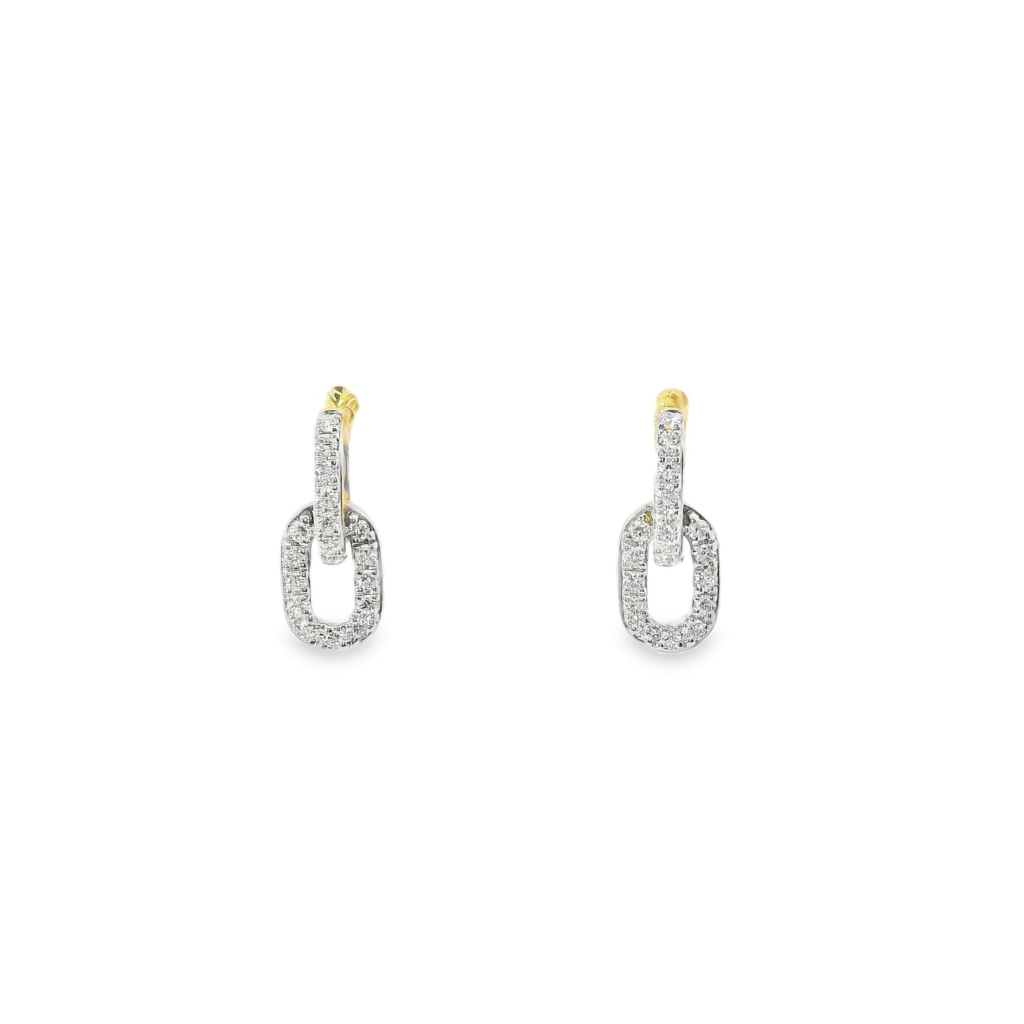 9ct Gold Double Link Pendant and Earings with Diamonds