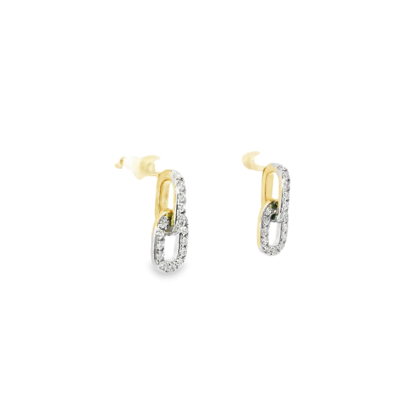 9ct Gold Double Link Pendant and Earings with Diamonds
