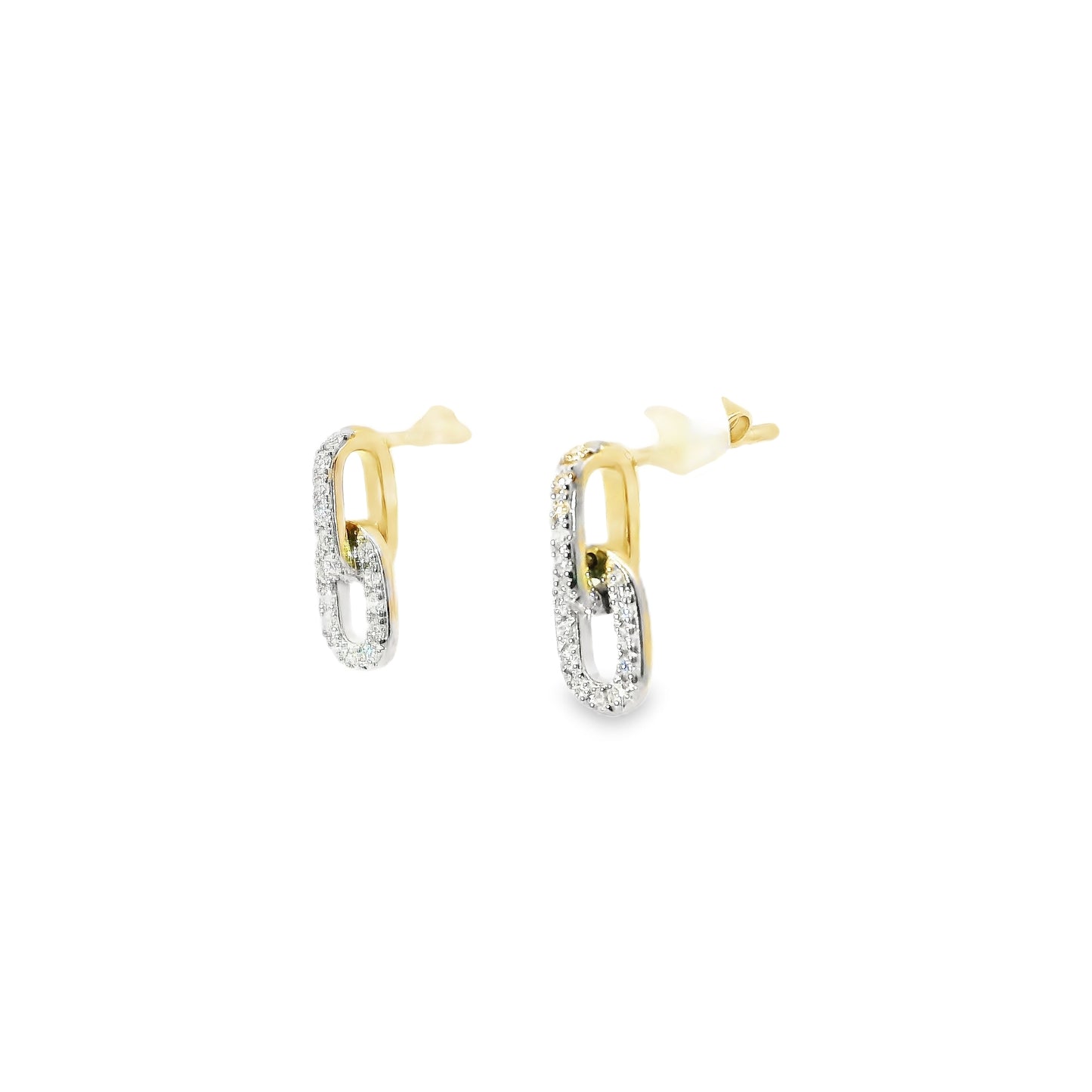 9ct Gold Double Link Pendant and Earings with Diamonds