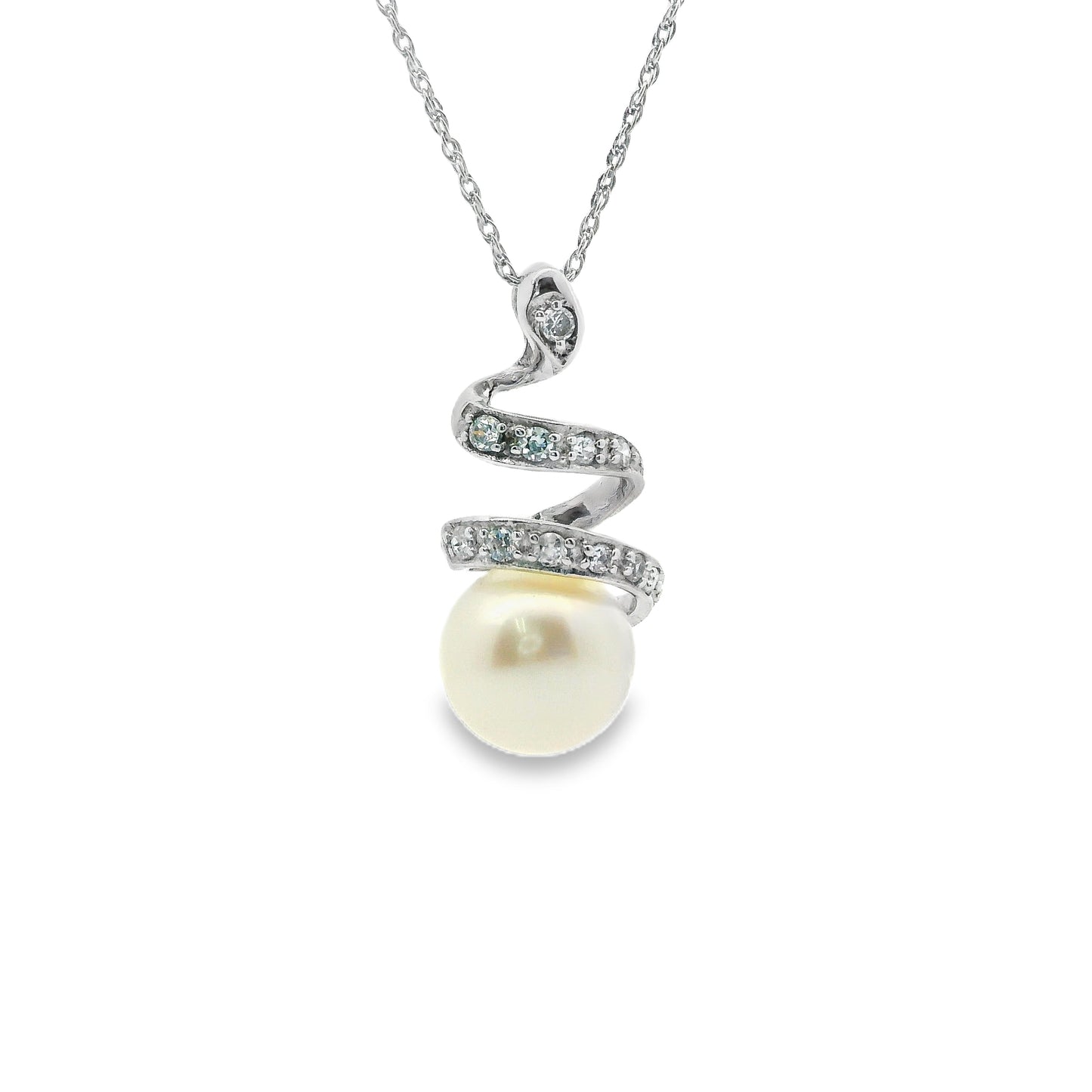 Pearl Drop Pendant with Cubic Zirconia