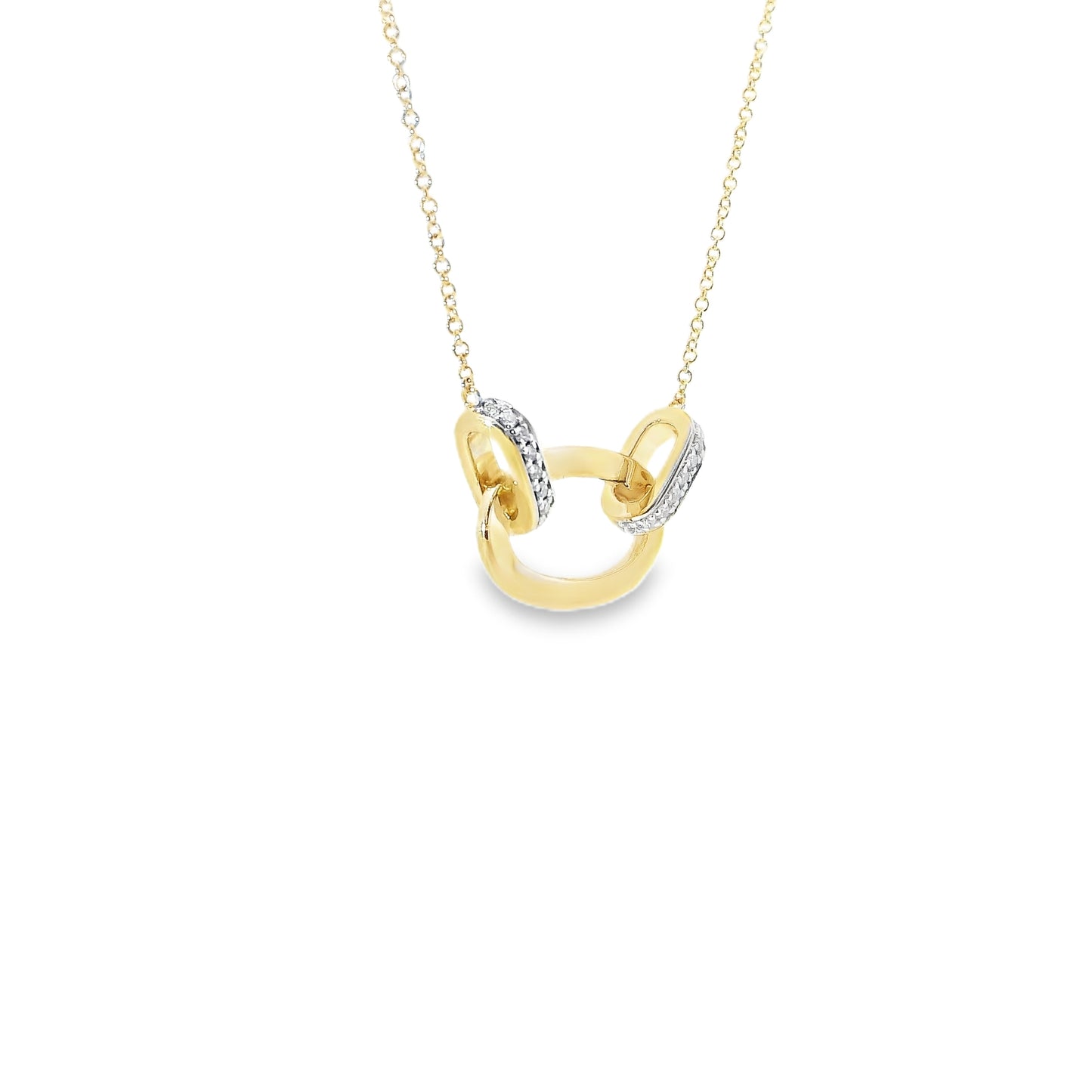 9ct Gold Oval Necklace with Diamonds