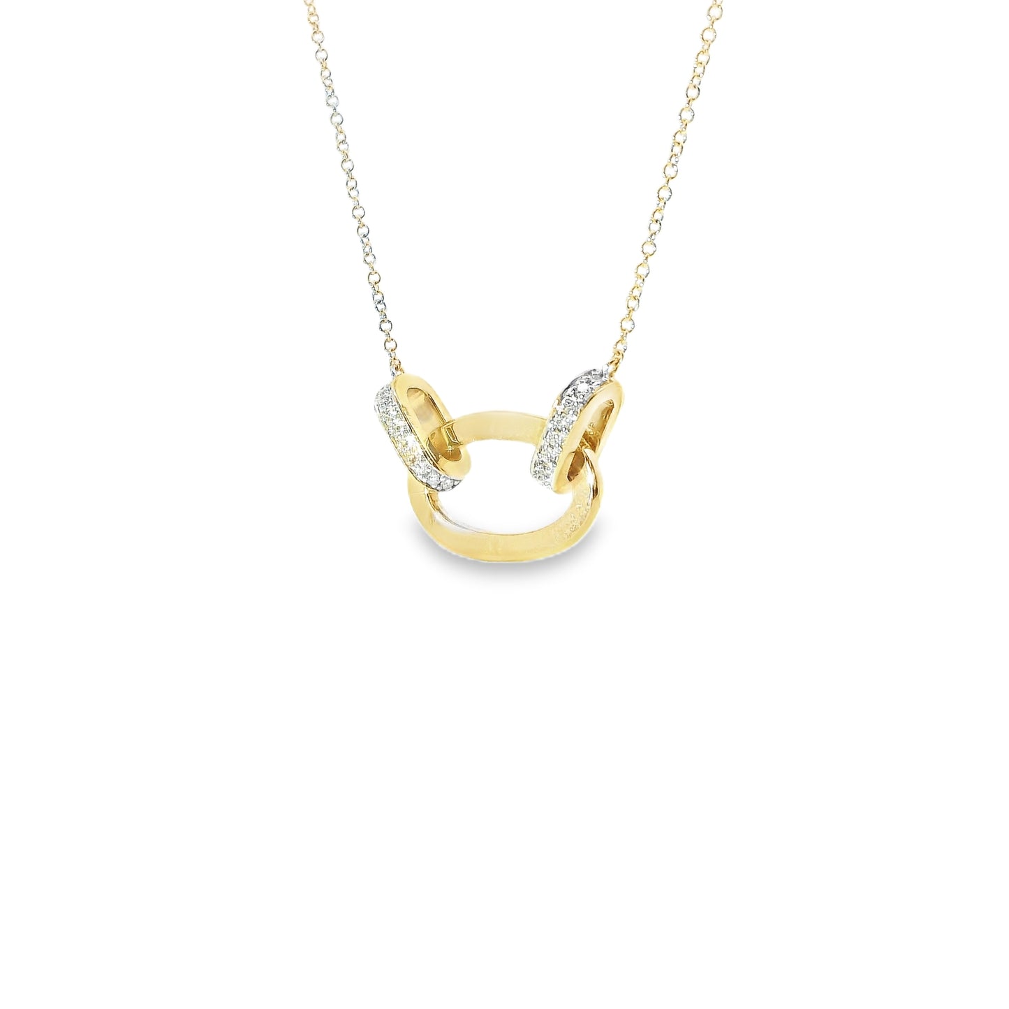 9ct Gold Oval Necklace with Diamonds