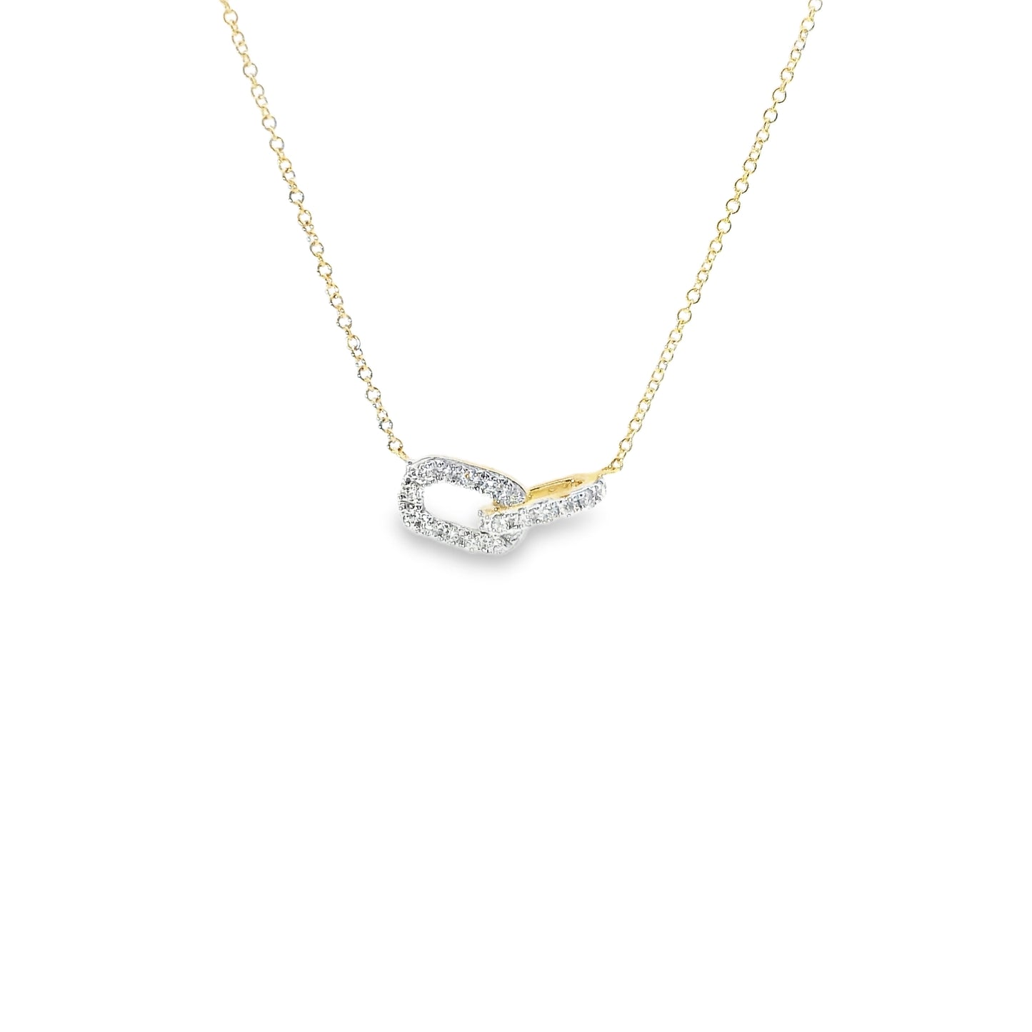 9ct Gold Paper Clip Necklace with Diamonds
