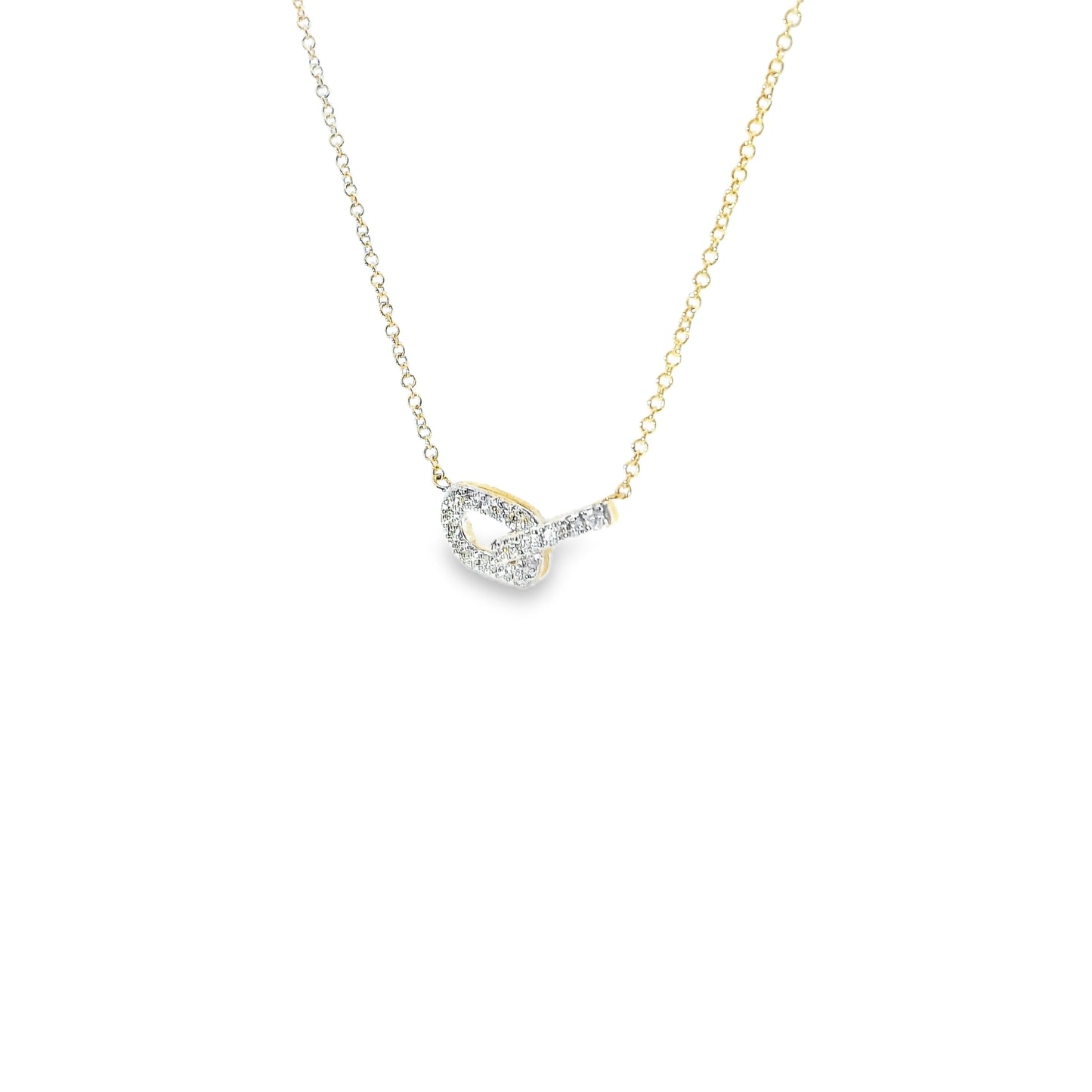 9ct Gold Paper Clip Necklace with Diamonds