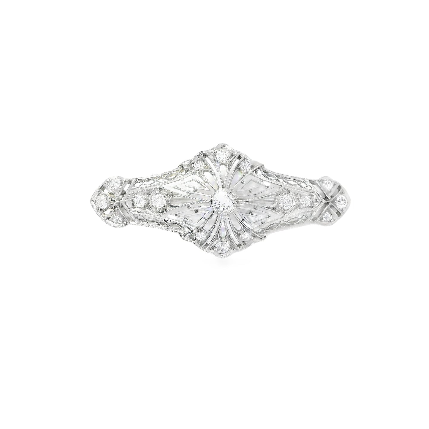 18ct White Gold Edwardian Brooch with Diamonds