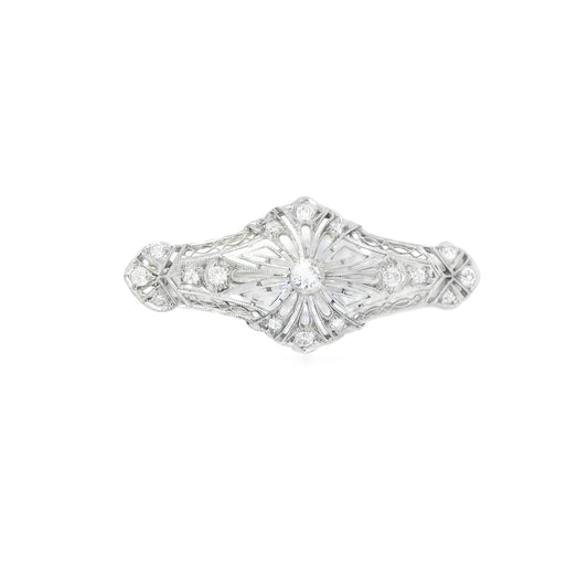 18ct White Gold Edwardian Brooch with Diamonds