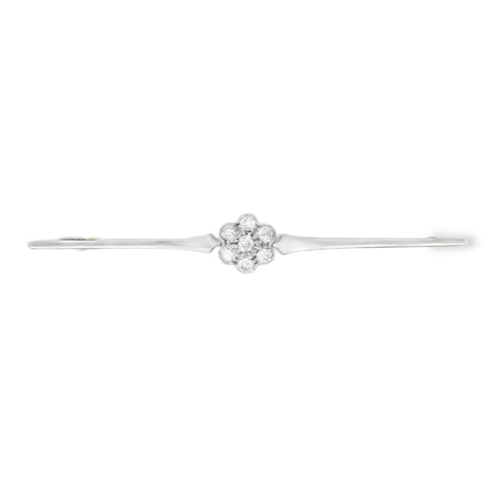 18ct Daisy Bar Brooch with Diamonds