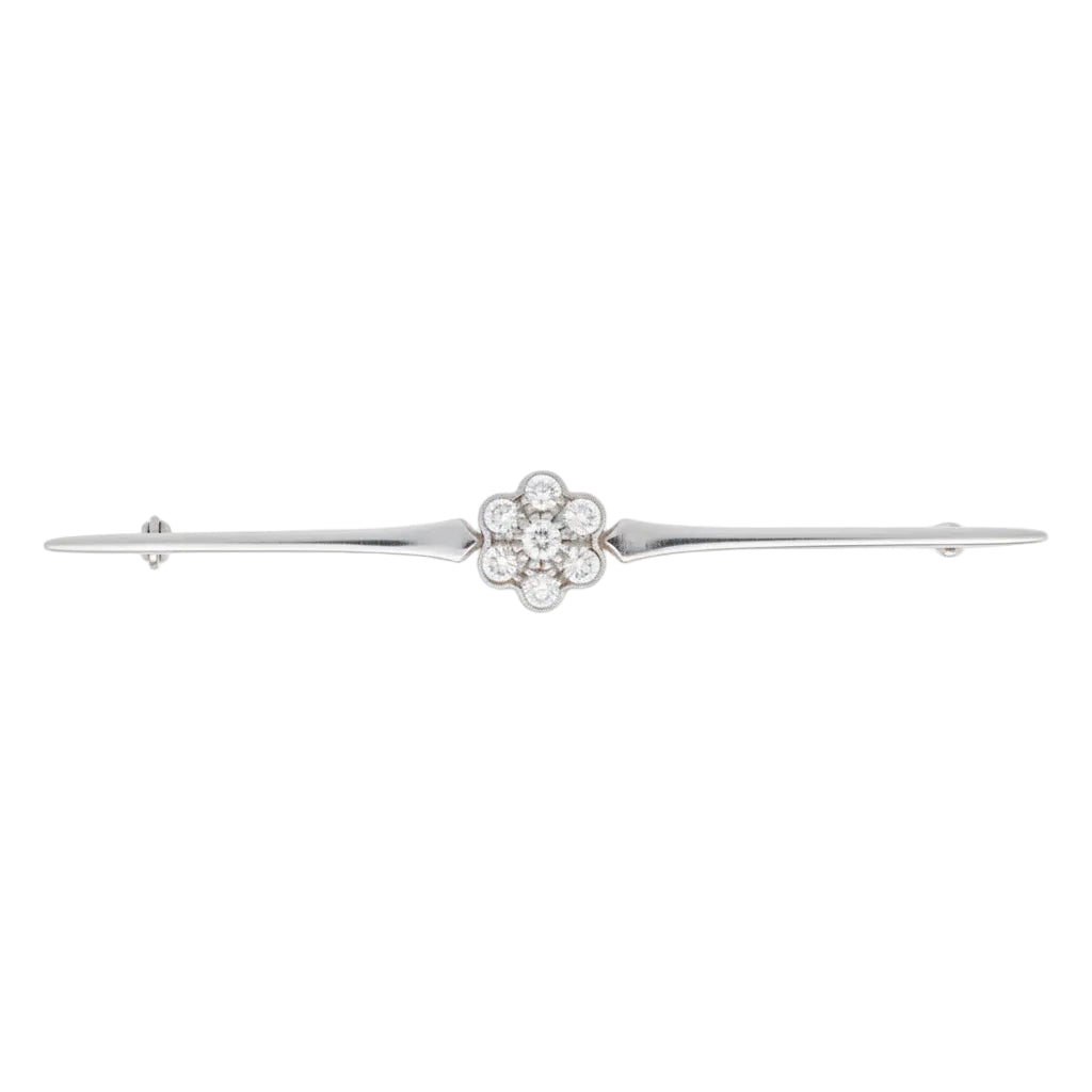 18ct Daisy Bar Brooch with Diamonds