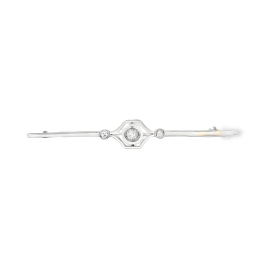 18ct Early Deco Bar Brooch with Diamonds