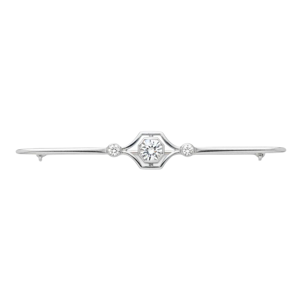 18ct Early Deco Bar Brooch with Diamonds