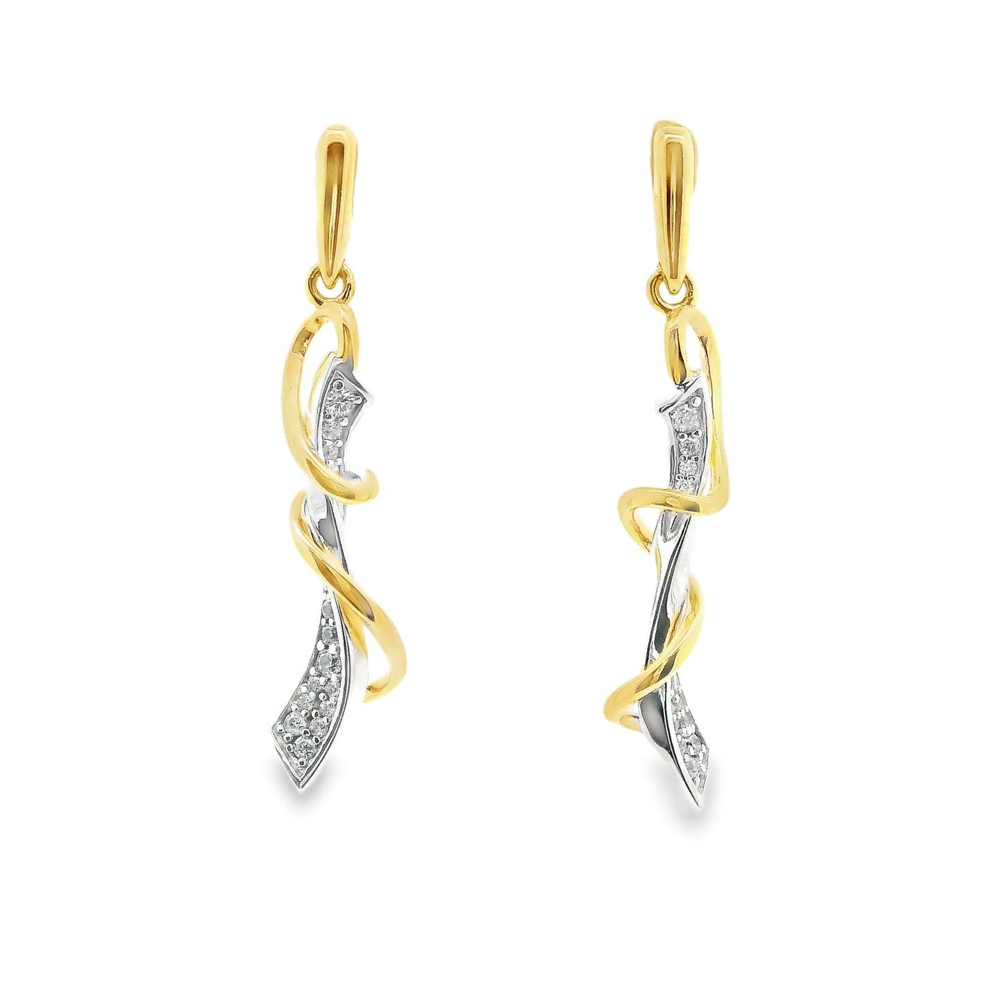 Silver, Gold Tone & Cubic Zirconia Twisted Embrace Earrings
