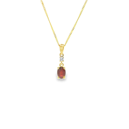 9ct Gold Pendant with Ruby and Diamond