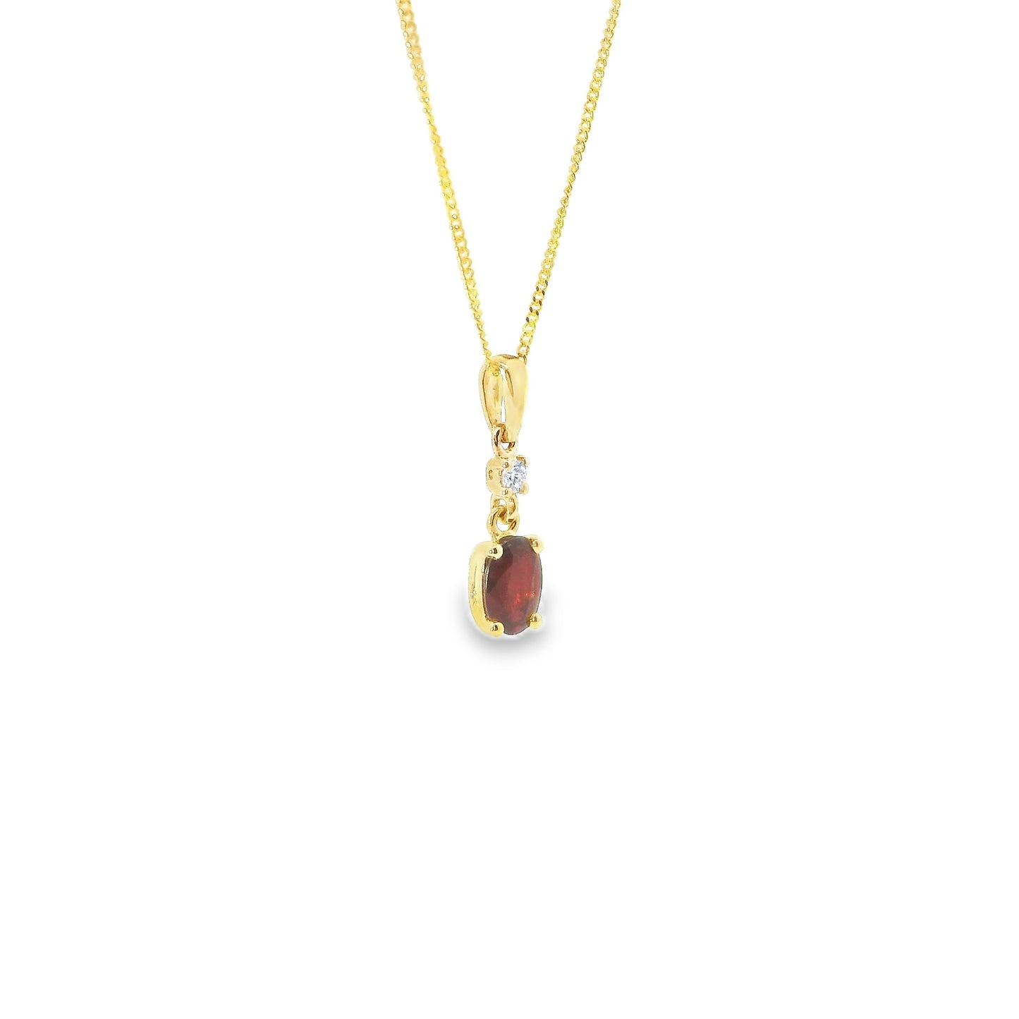 9ct Gold Pendant with Ruby and Diamond