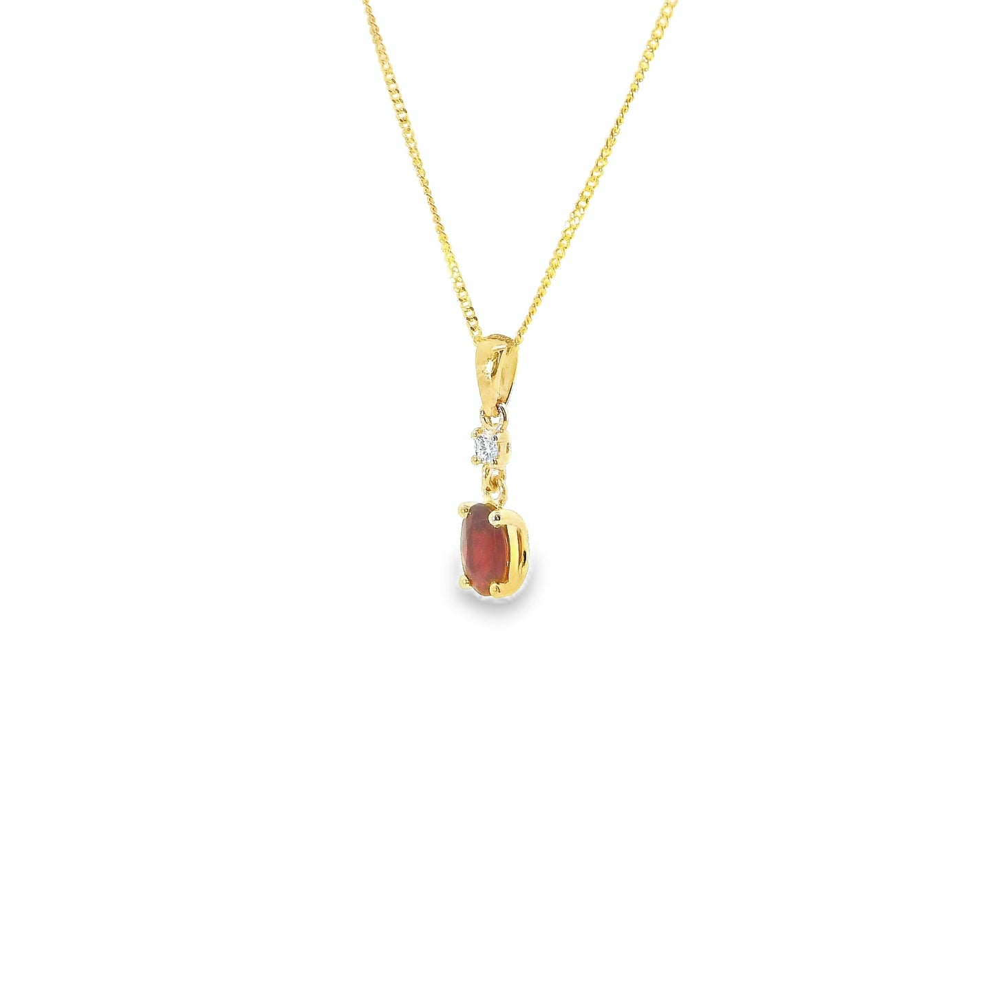 9ct Gold Pendant with Ruby and Diamond
