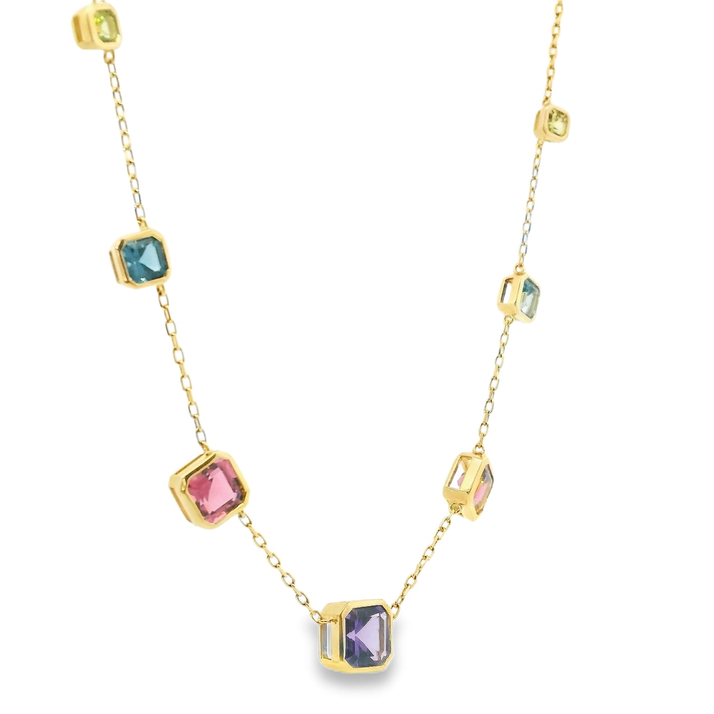 9ct Gold Multi Gemstones Necklace