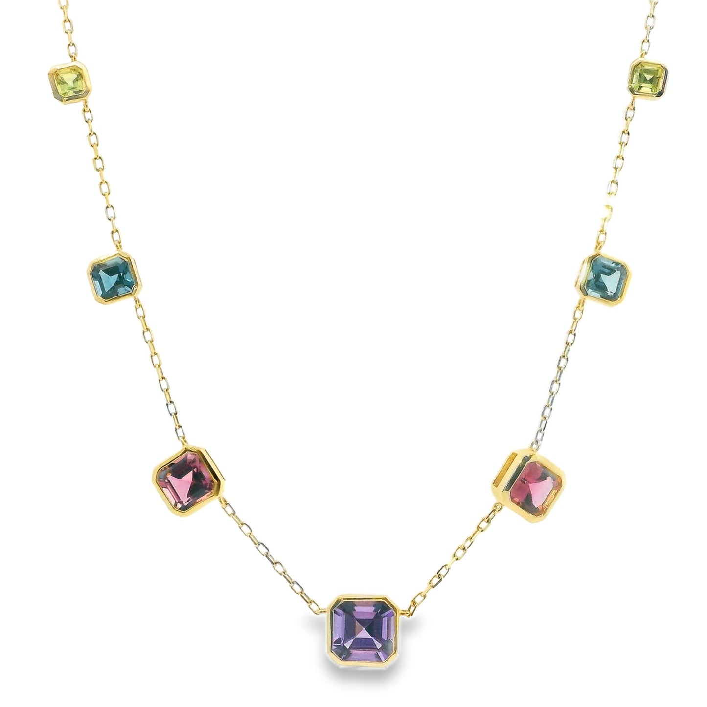 9ct Gold Multi Gemstones Necklace