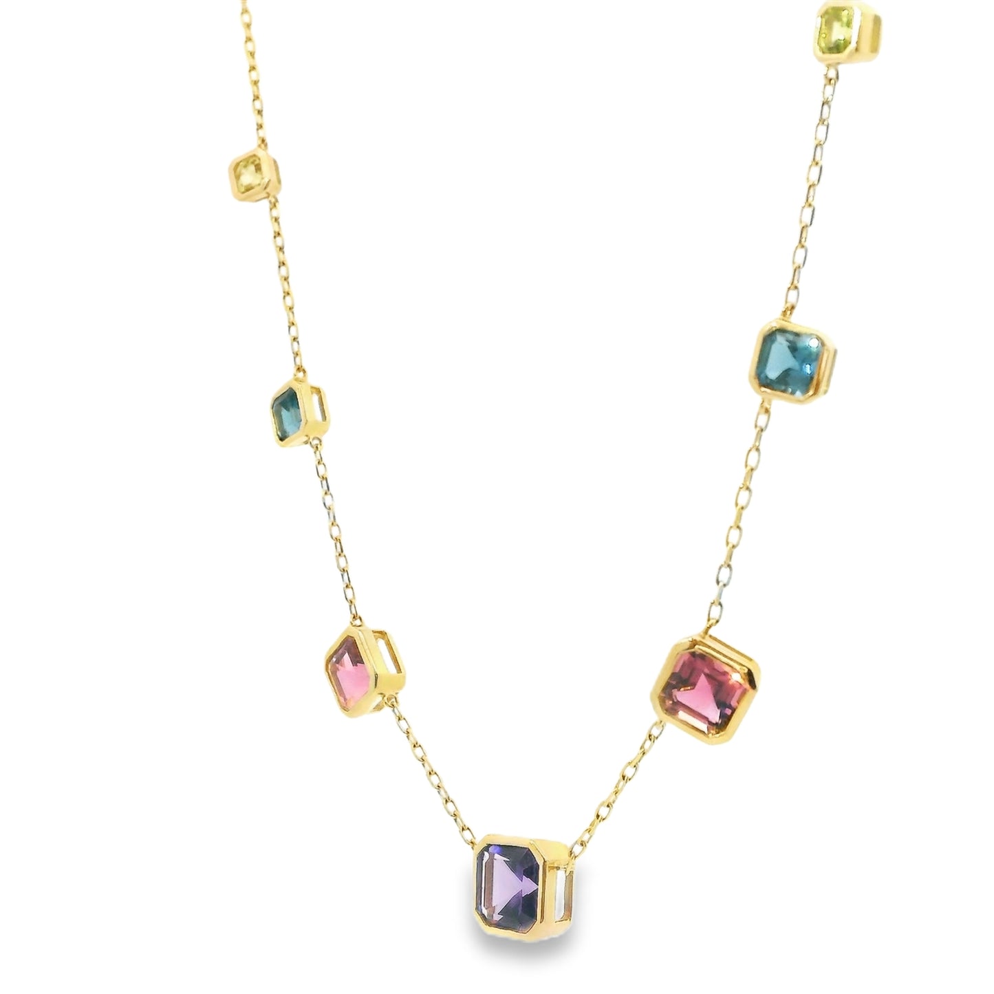 9ct Gold Multi Gemstones Necklace