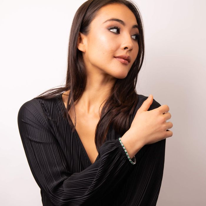 Emerald Two Tone Zirconia Tennis Bracelet