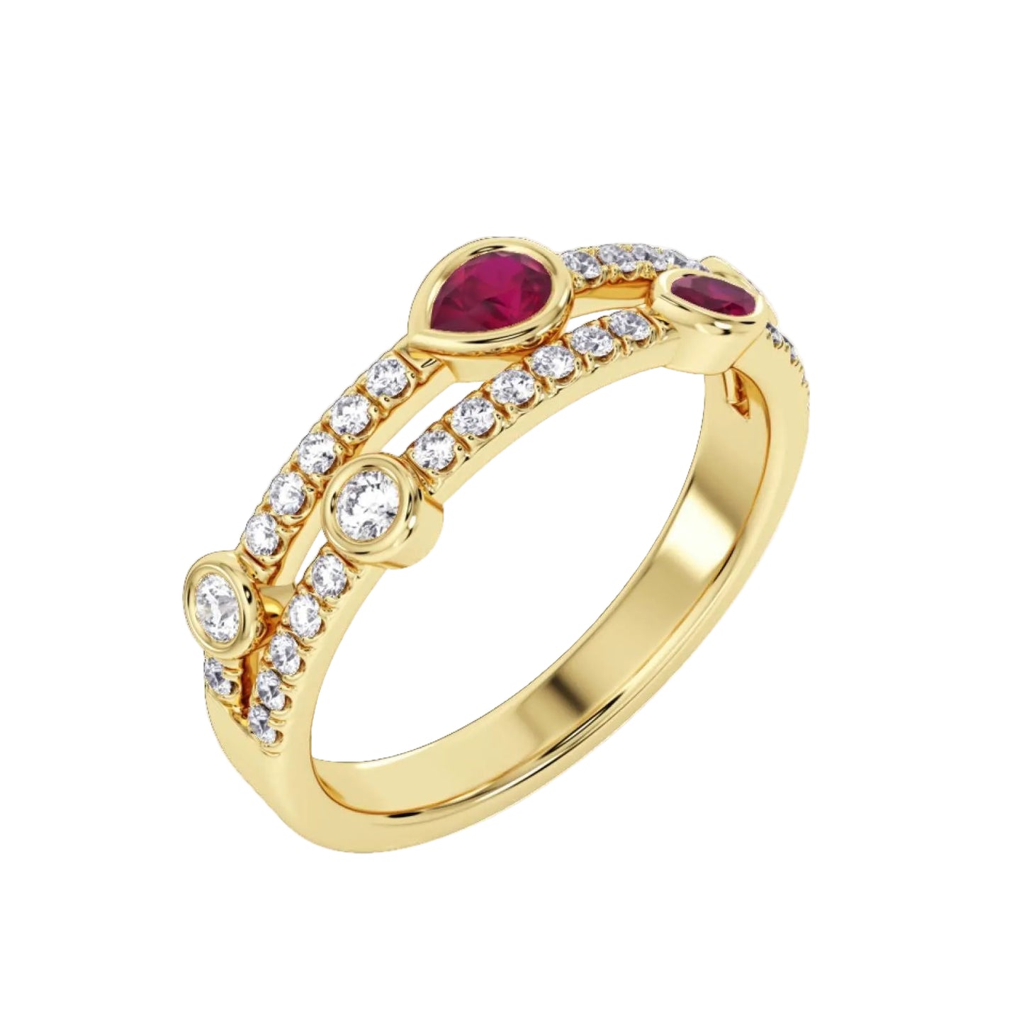 Rubover Set Ruby and diamonds Ring