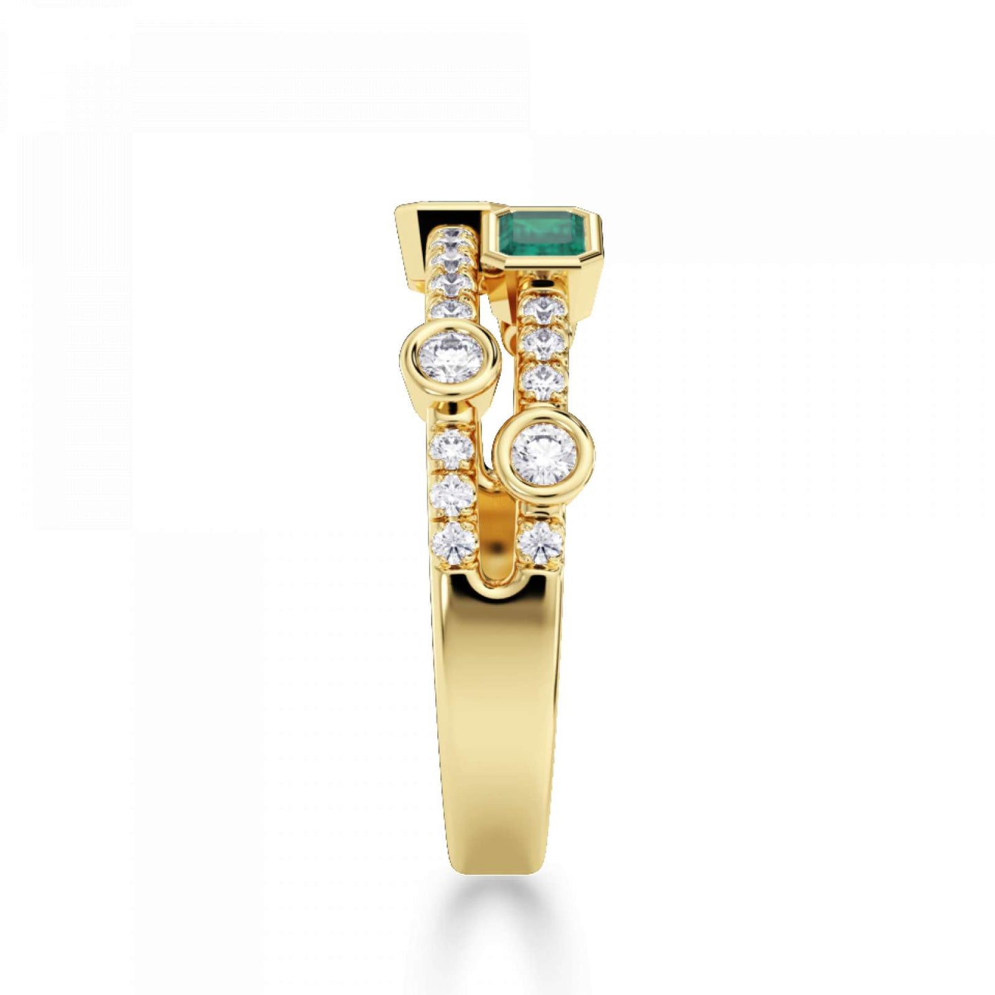 Rubover Emerald and Diamond Ring