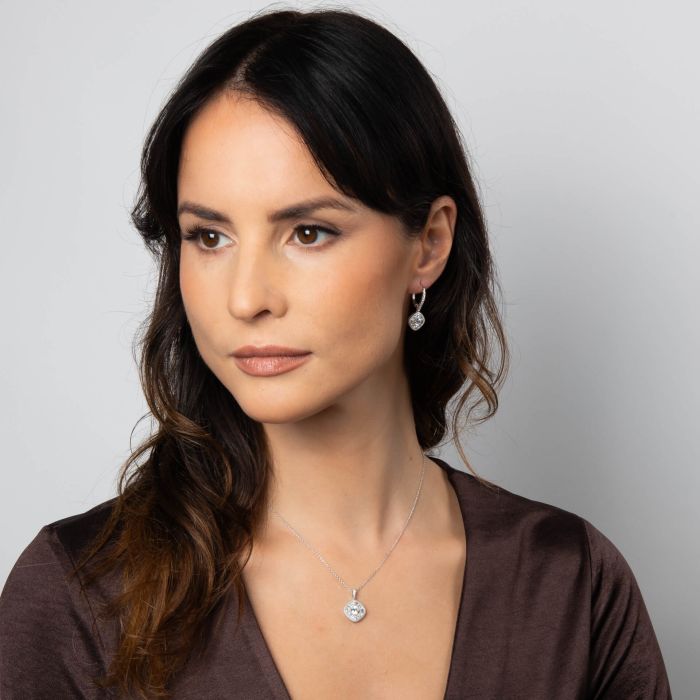 Pave Stippled French Hook Earrings