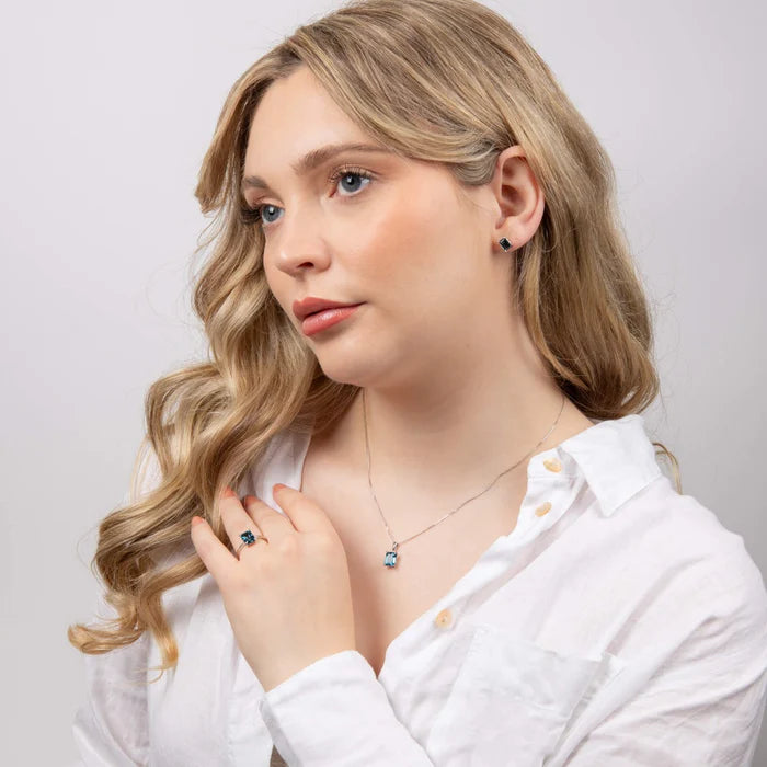 Rectangle London Blue Topaz Pendant